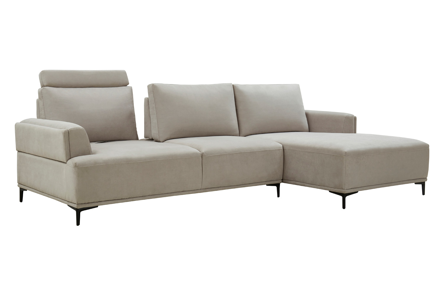 Pasargad Modern Lucca Sectional Sofa with Push Back Functional, Right Facing Chaise Beige Color