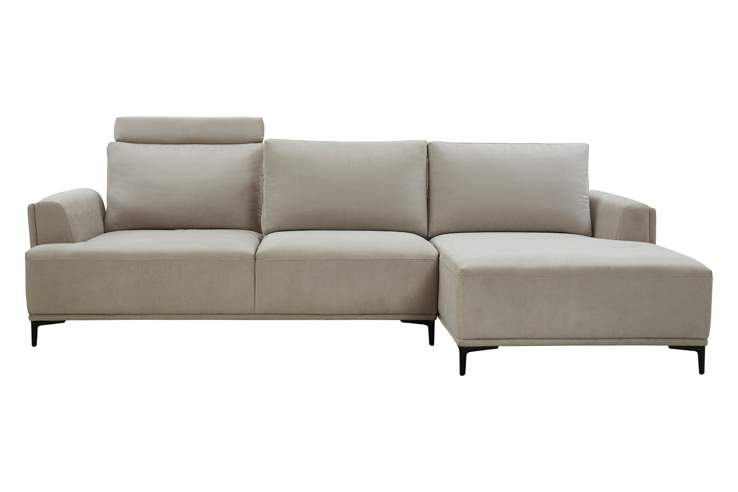 Pasargad Modern Lucca Sectional Sofa with Push Back Functional, Right Facing Chaise Beige Color