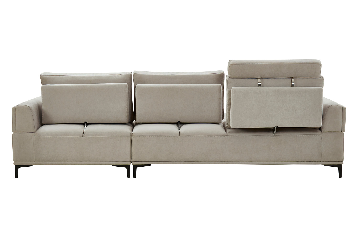 Pasargad Modern Lucca Sectional Sofa with Push Back Functional, Right Facing Chaise Beige Color