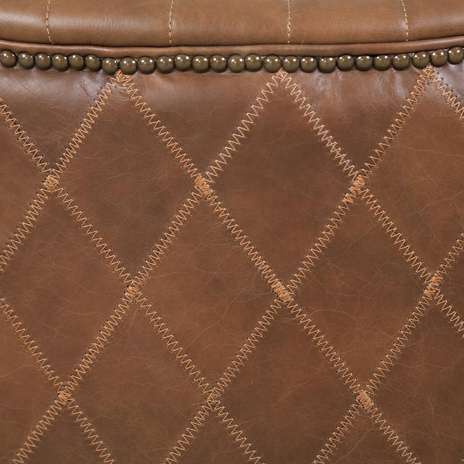 Pasargad - Harrison Upholstered Wing Chair in Brown, Leather