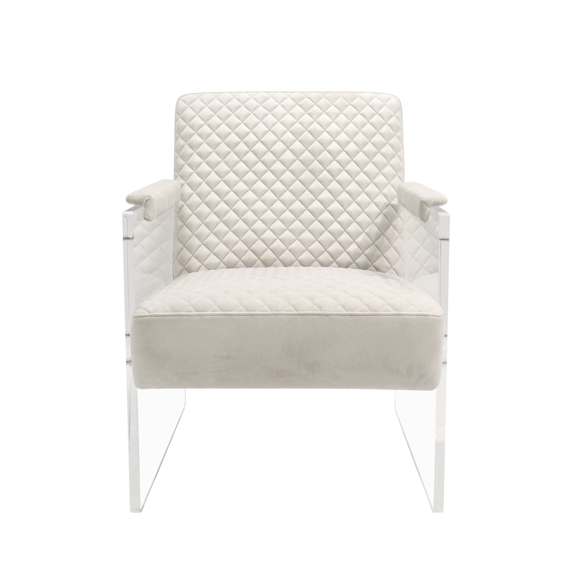 Pasargad™ Tribecca Accent Chair - Ivory/Clear, Acrylic/Velvet