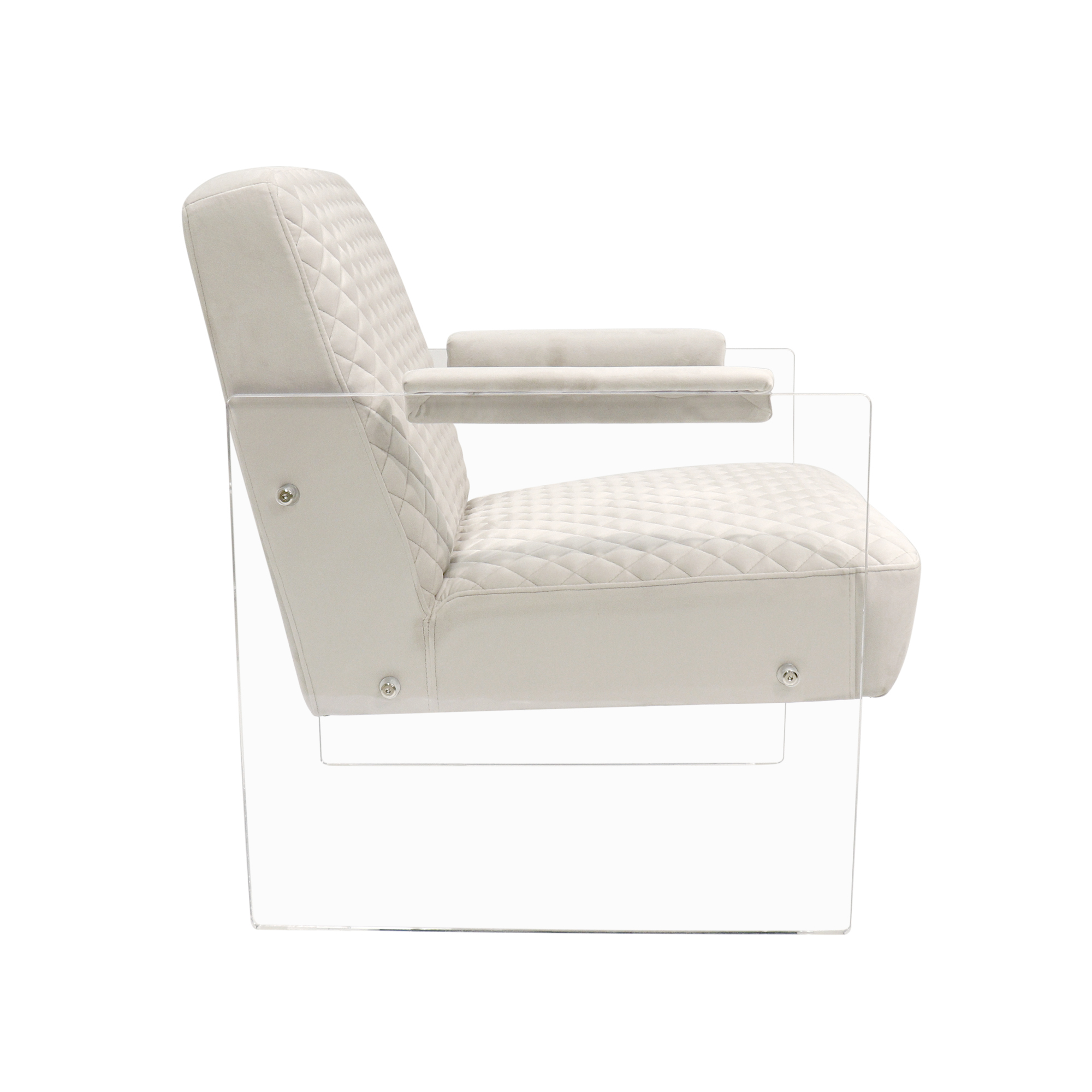 Pasargad™ Tribecca Accent Chair - Ivory/Clear, Acrylic/Velvet