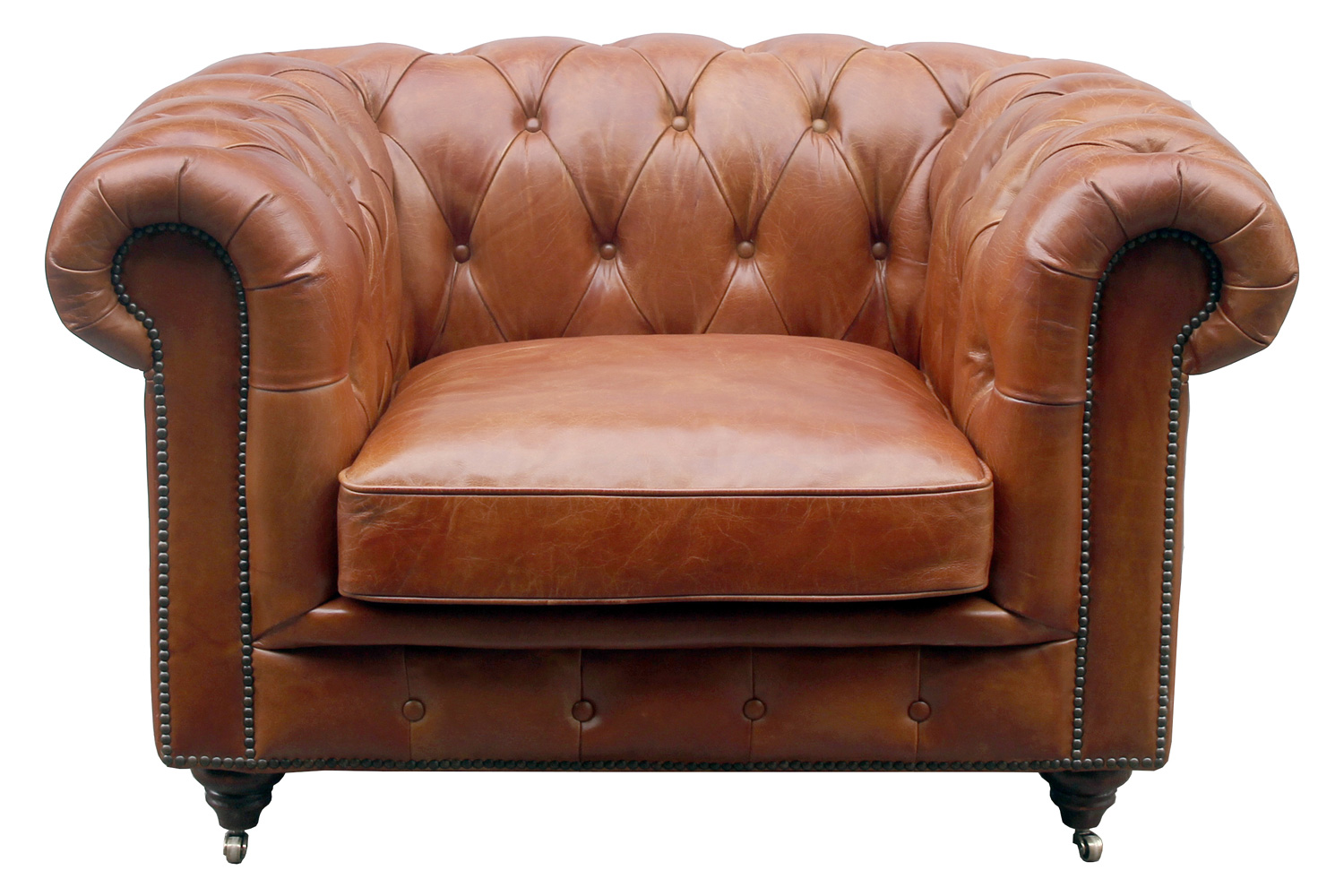 Pasargad - Genuine Leather Chester Bay Tufted Chair