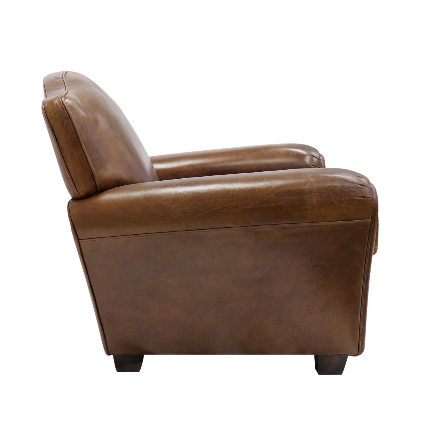 Pasargad - Palermo Upholstered Wing Chair in Brown, Leather