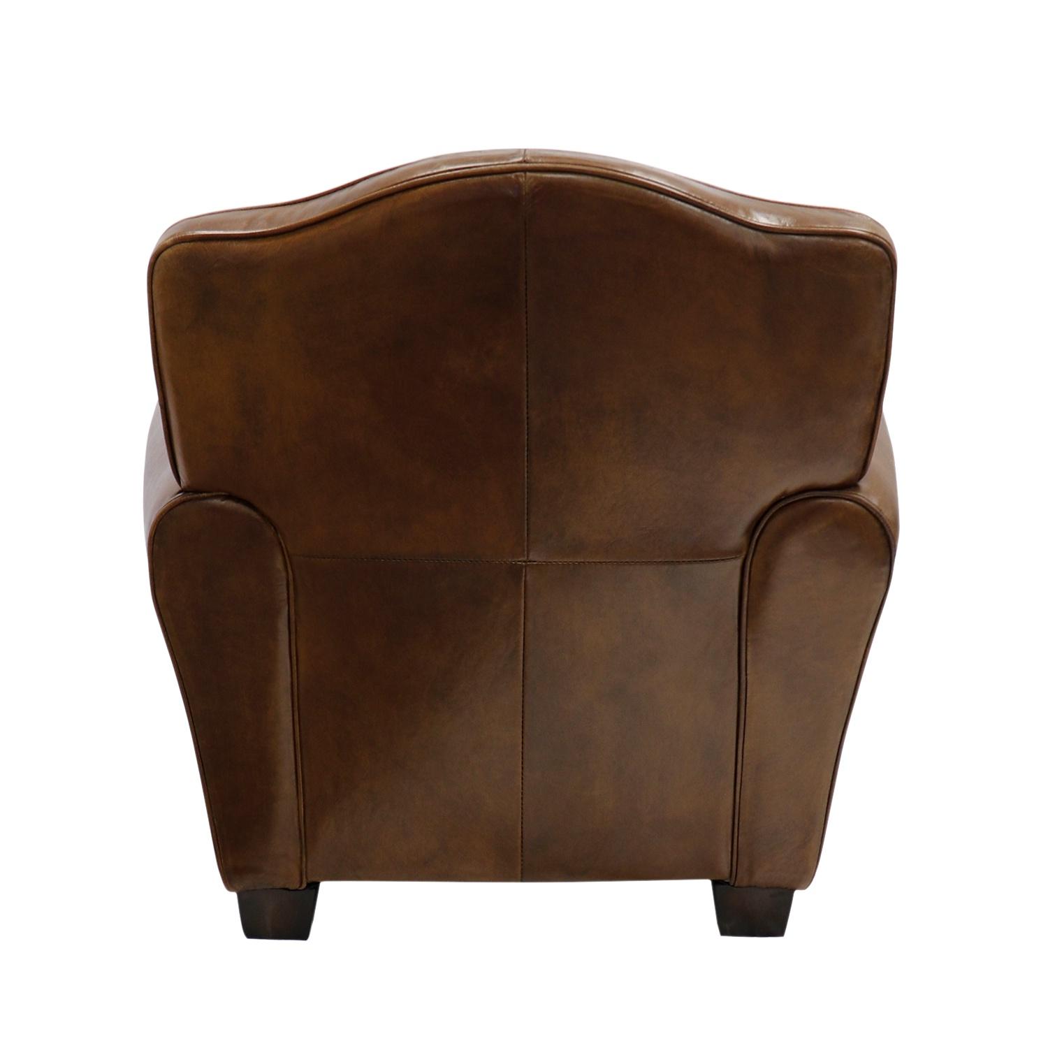 Pasargad - Palermo Upholstered Wing Chair in Brown, Leather