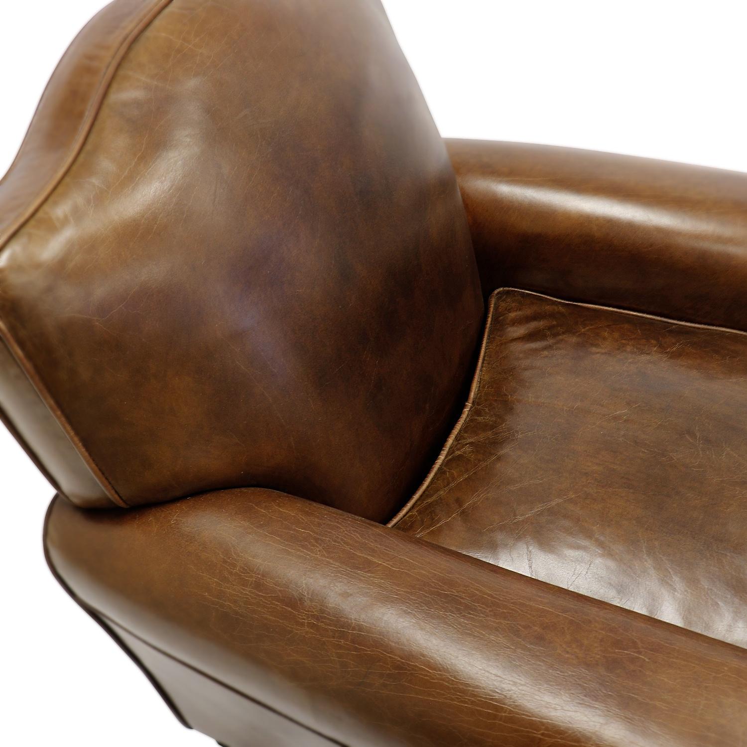 Pasargad - Palermo Upholstered Wing Chair in Brown, Leather