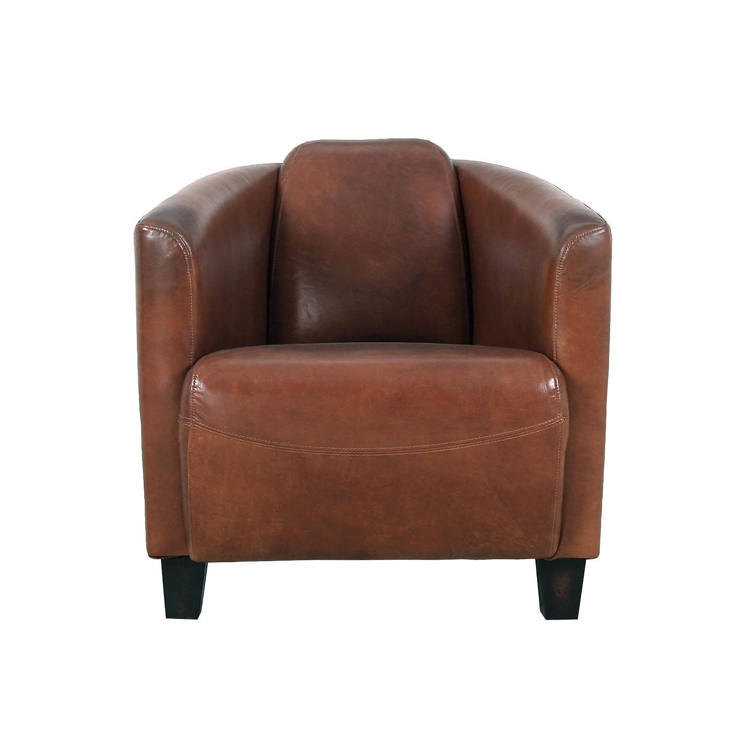 Pasargad - Madison Upholstered Armchair in Brown, Leather