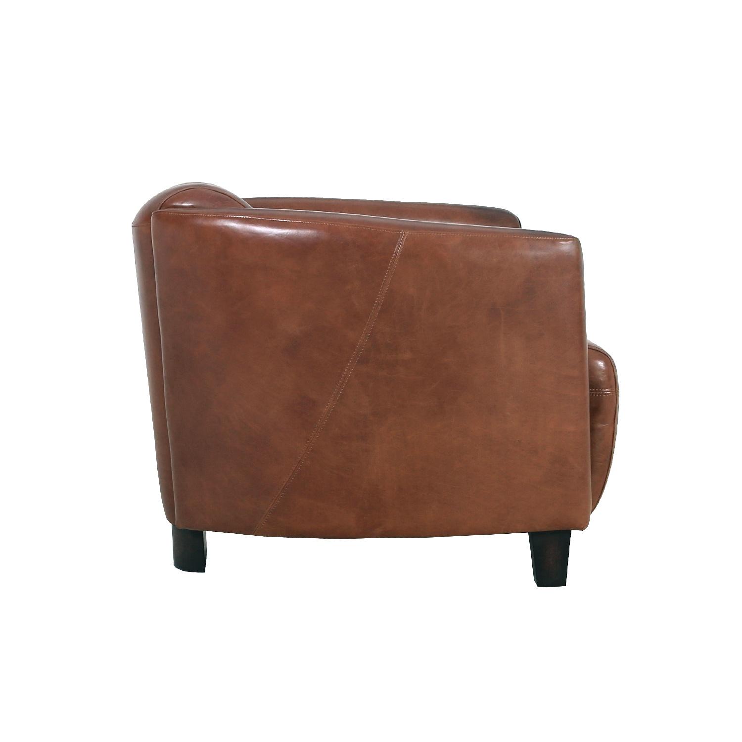 Pasargad - Madison Upholstered Armchair in Brown, Leather