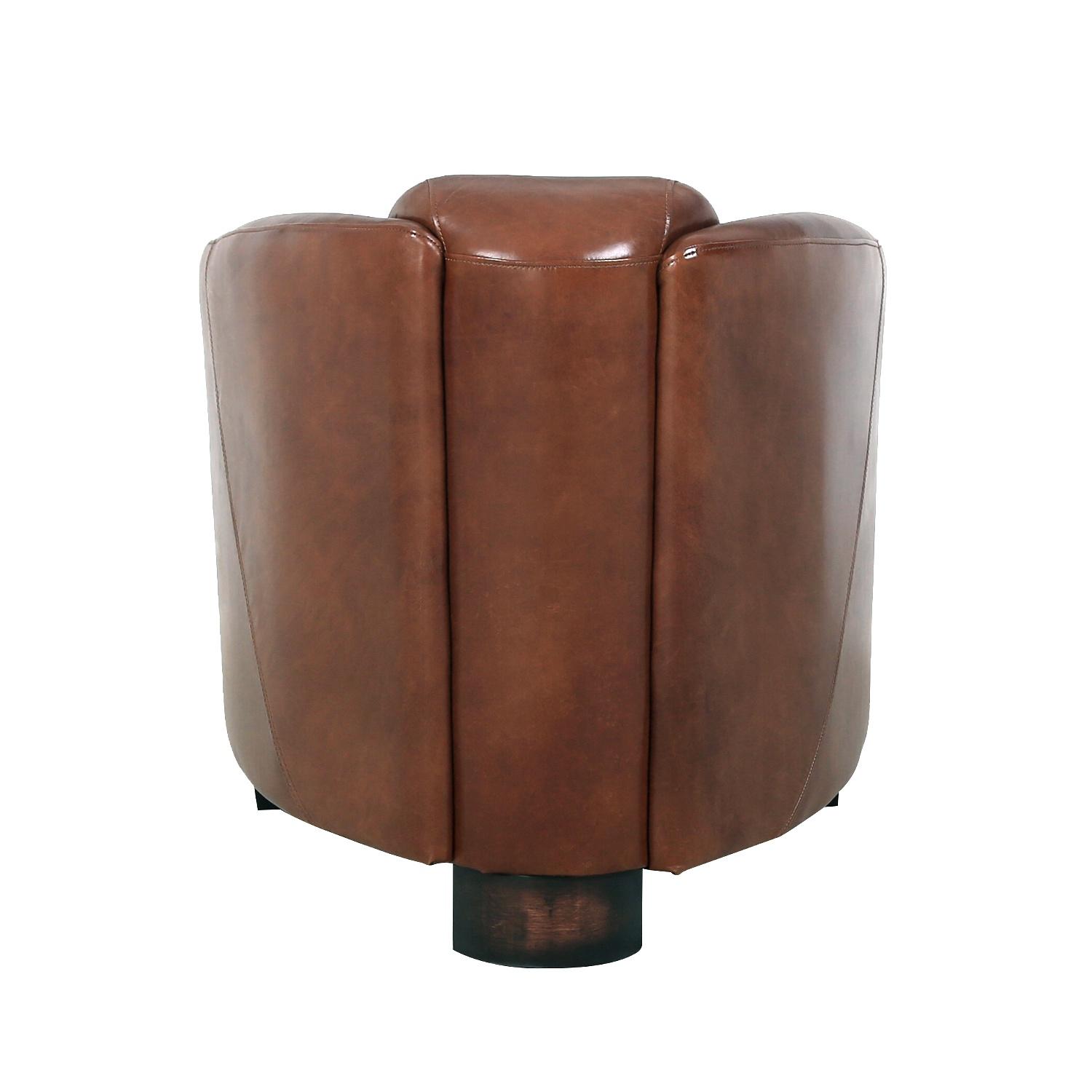 Pasargad - Madison Upholstered Armchair in Brown, Leather