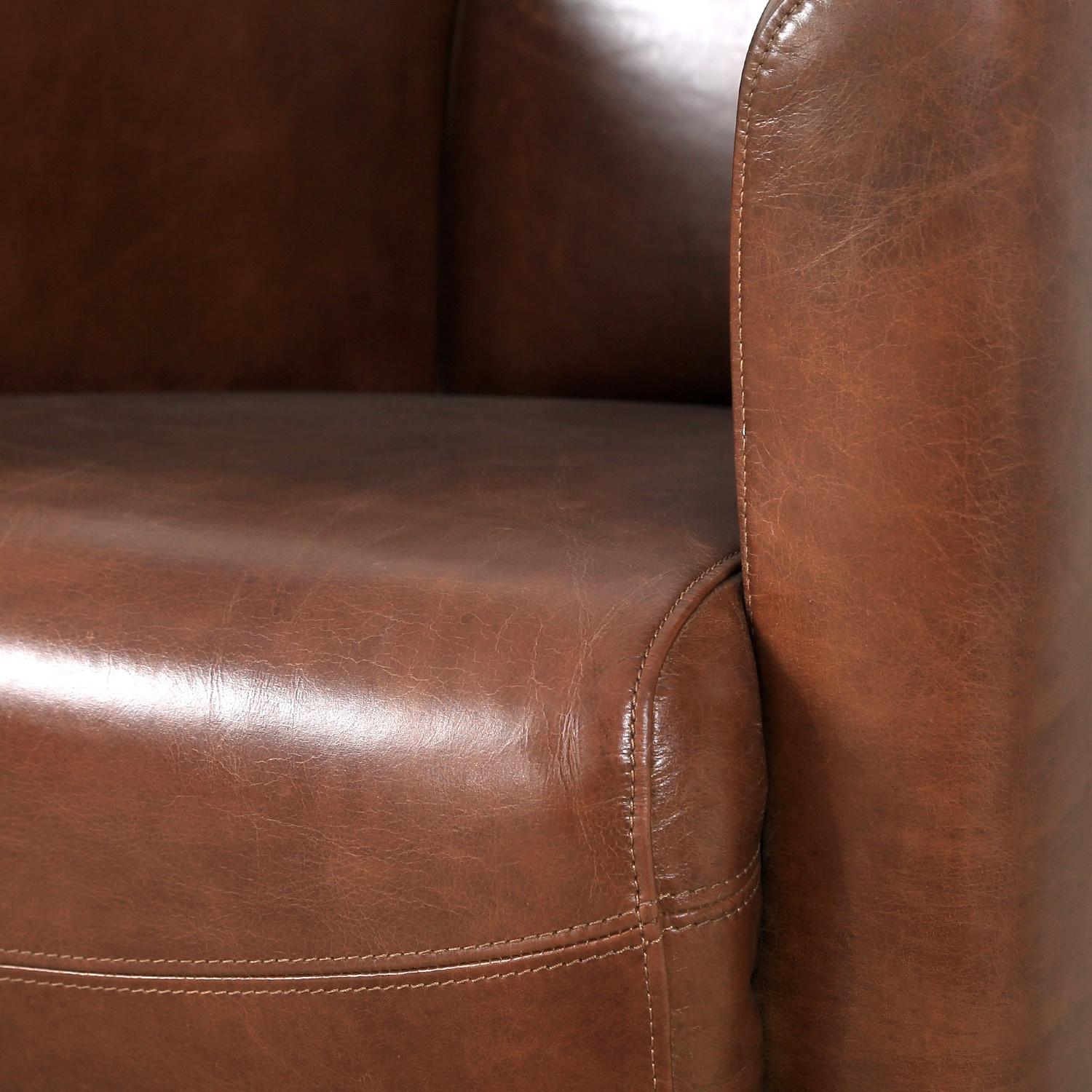 Pasargad - Madison Upholstered Armchair in Brown, Leather