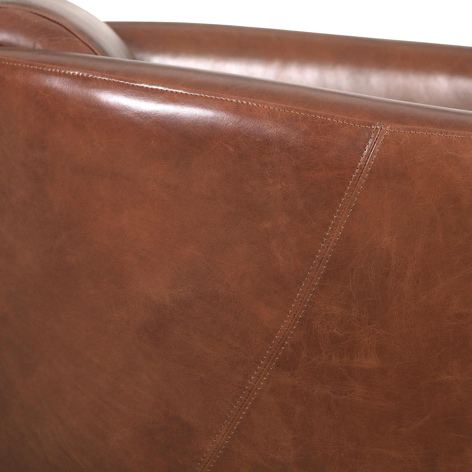 Pasargad - Madison Upholstered Armchair in Brown, Leather