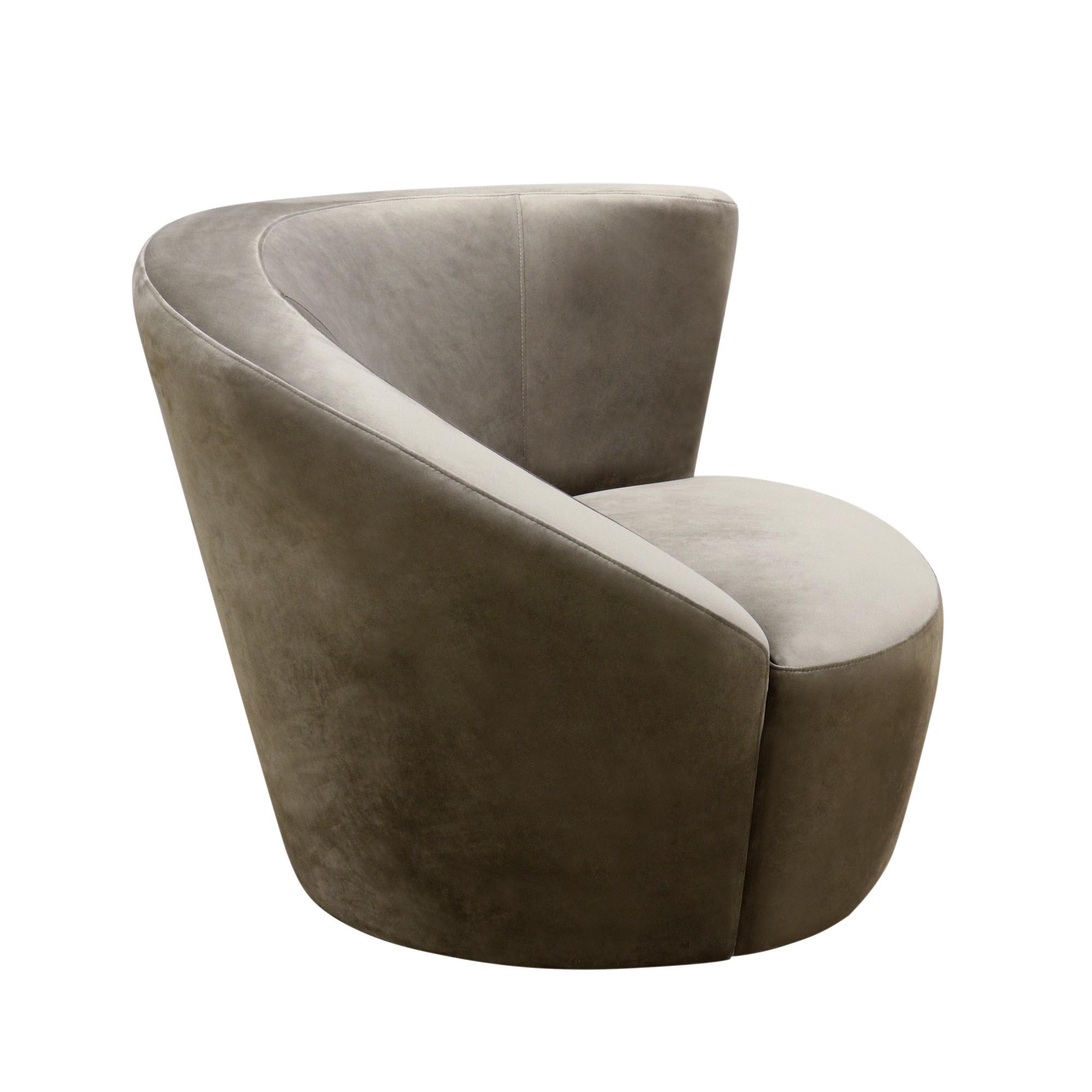 Pasargad - Cortina Crescent Barrel Chair in Mocha/Black, Velvet