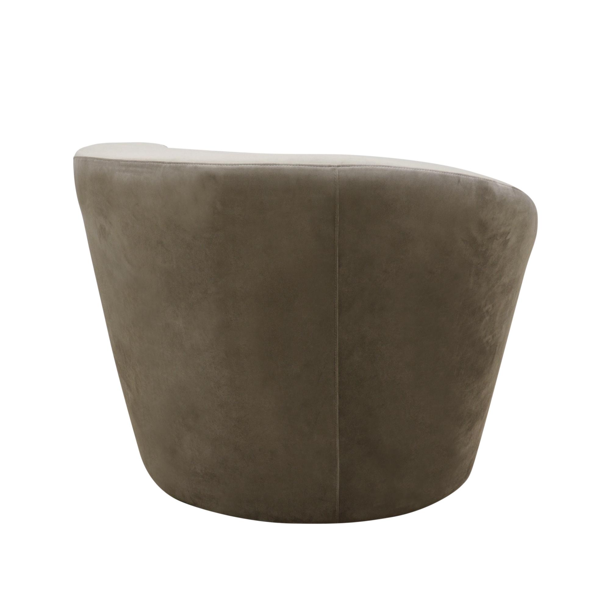 Pasargad - Cortina Crescent Barrel Chair in Mocha/Black, Velvet