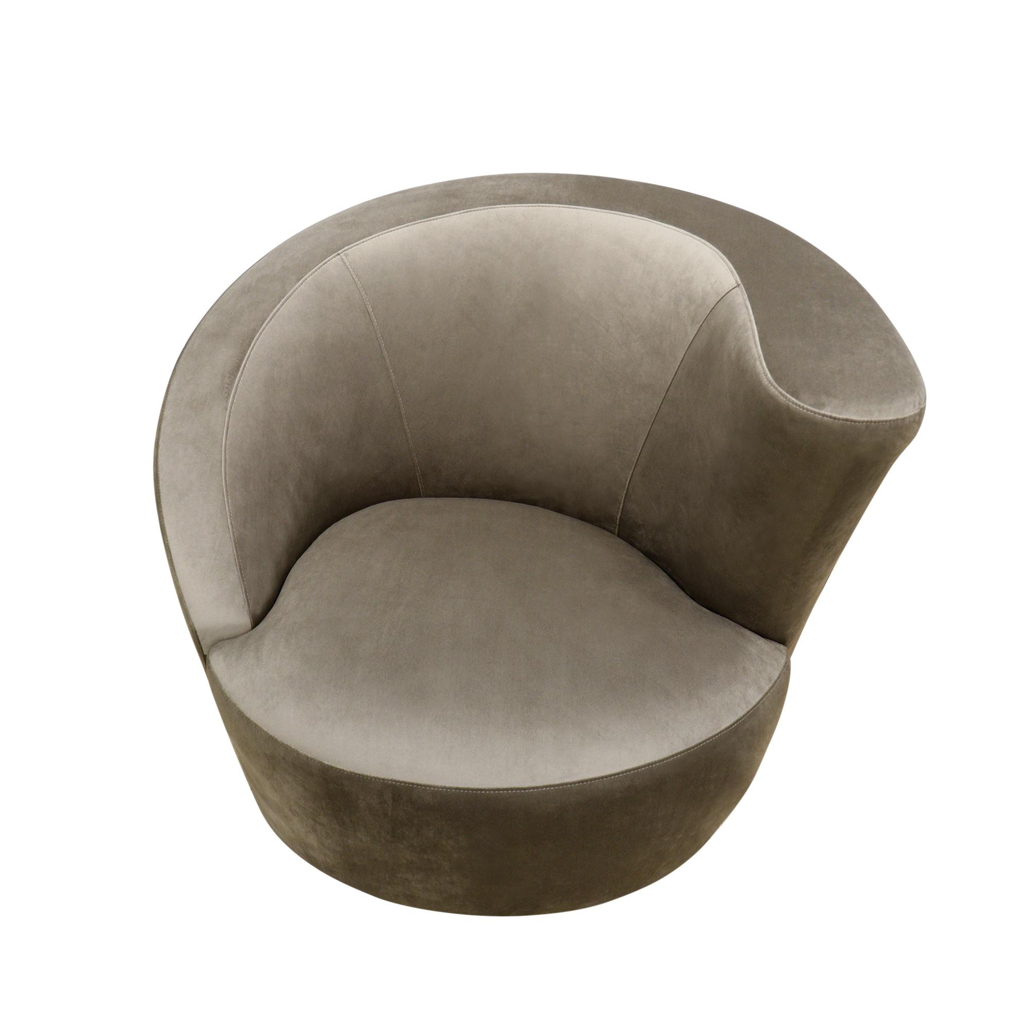 Pasargad - Cortina Crescent Barrel Chair in Mocha/Black, Velvet