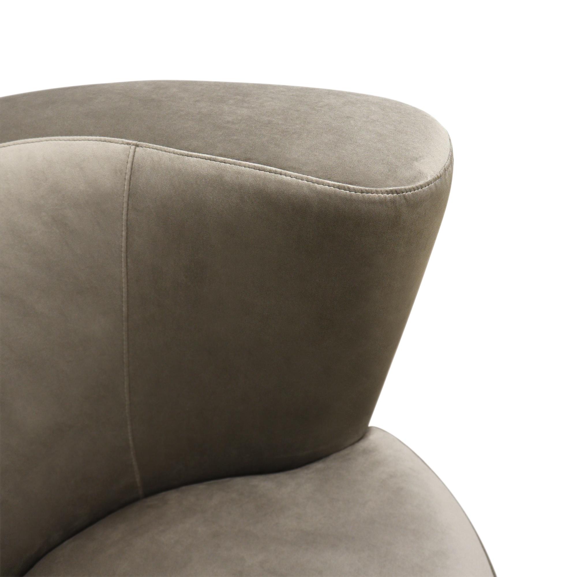 Pasargad - Cortina Crescent Barrel Chair in Mocha/Black, Velvet