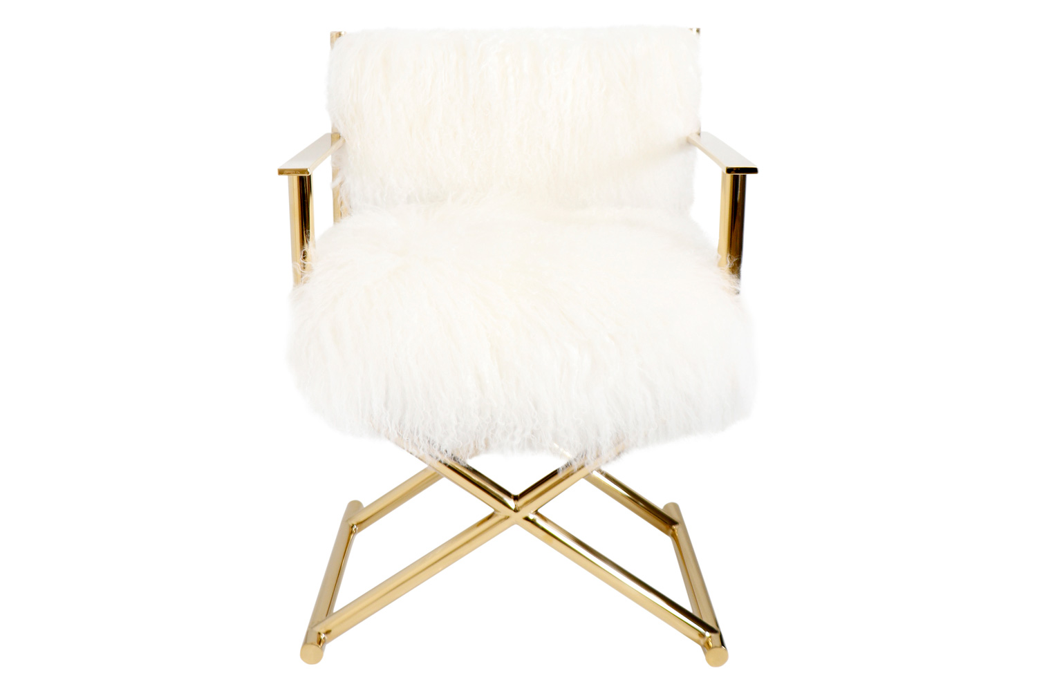 Pasargad™ Mongolian Fur Director's Chair - Gold