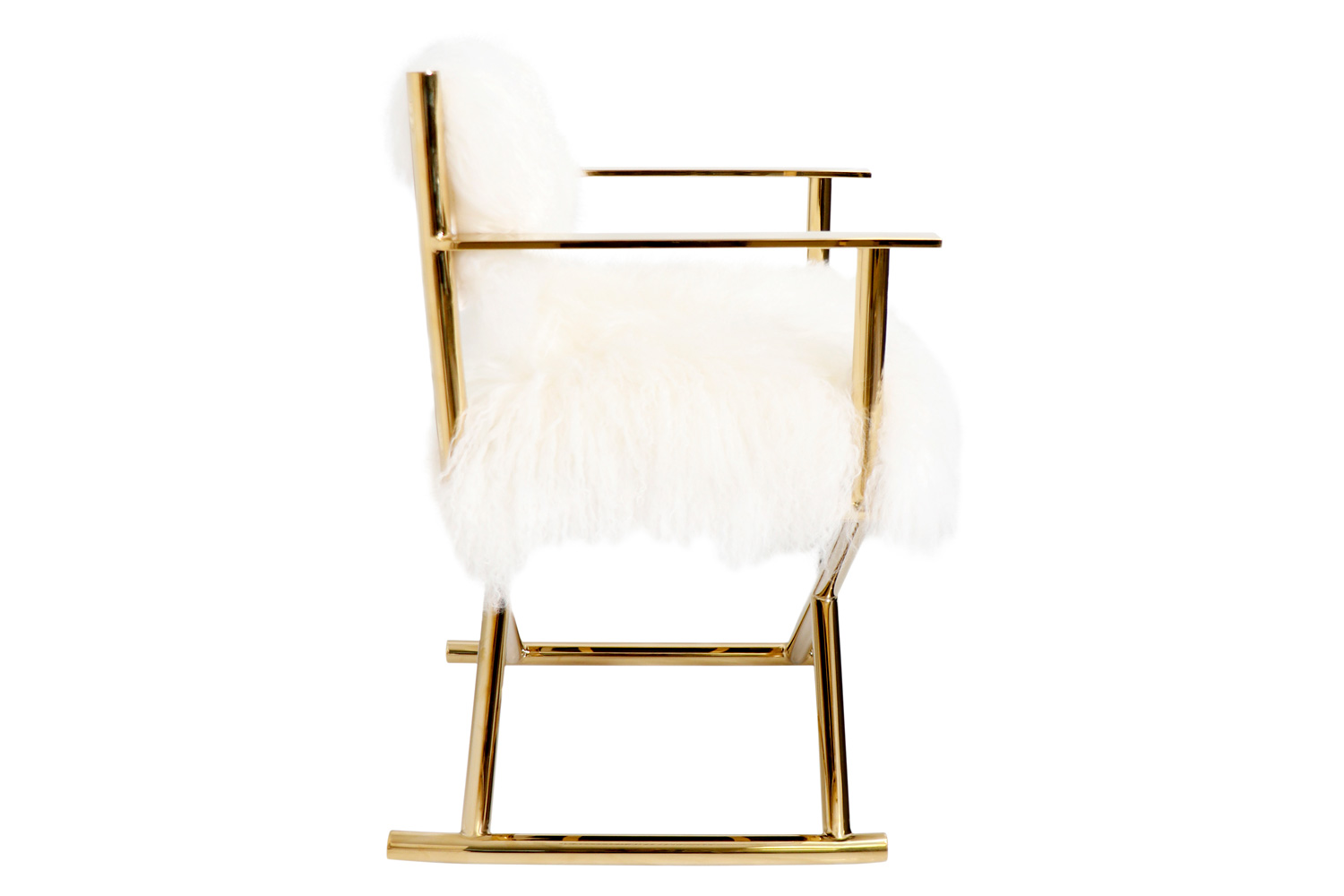 Pasargad™ Mongolian Fur Director's Chair - Gold