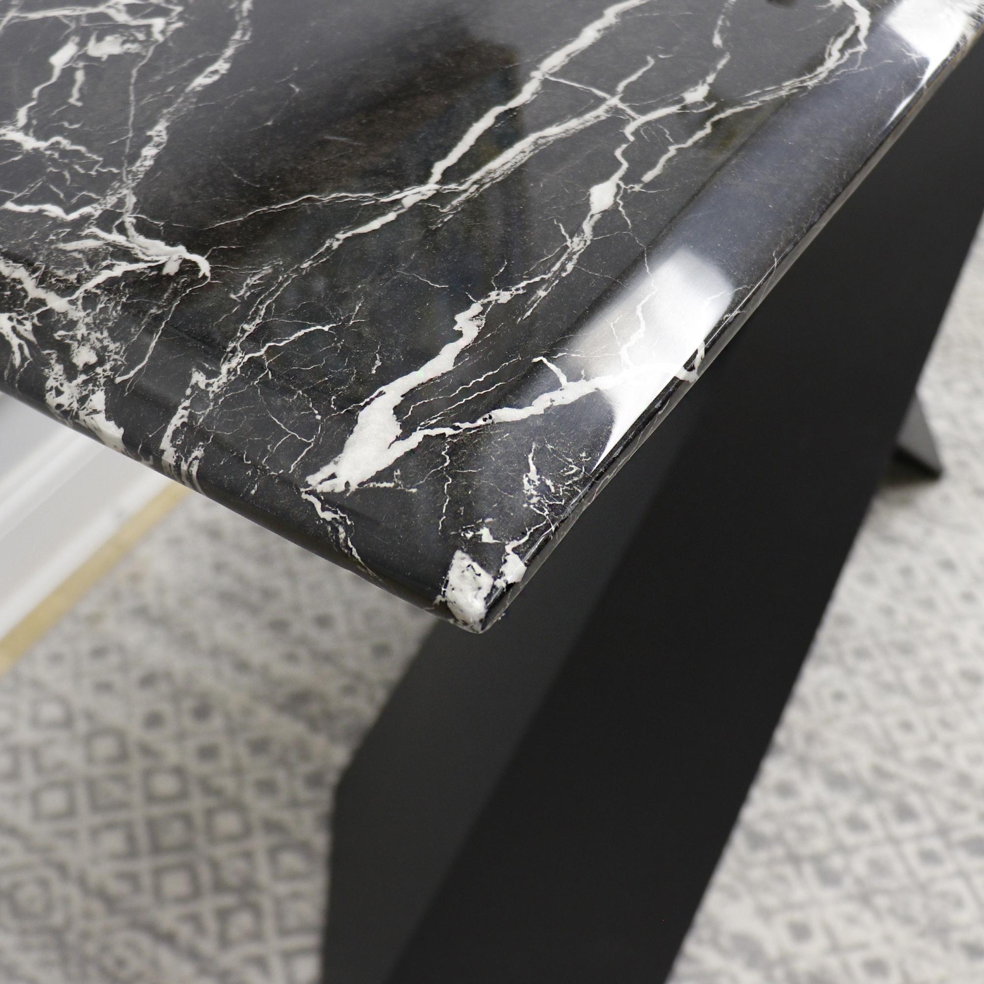 Pasargad - Luxe Rectangular Console Table in Black, Faux Marble