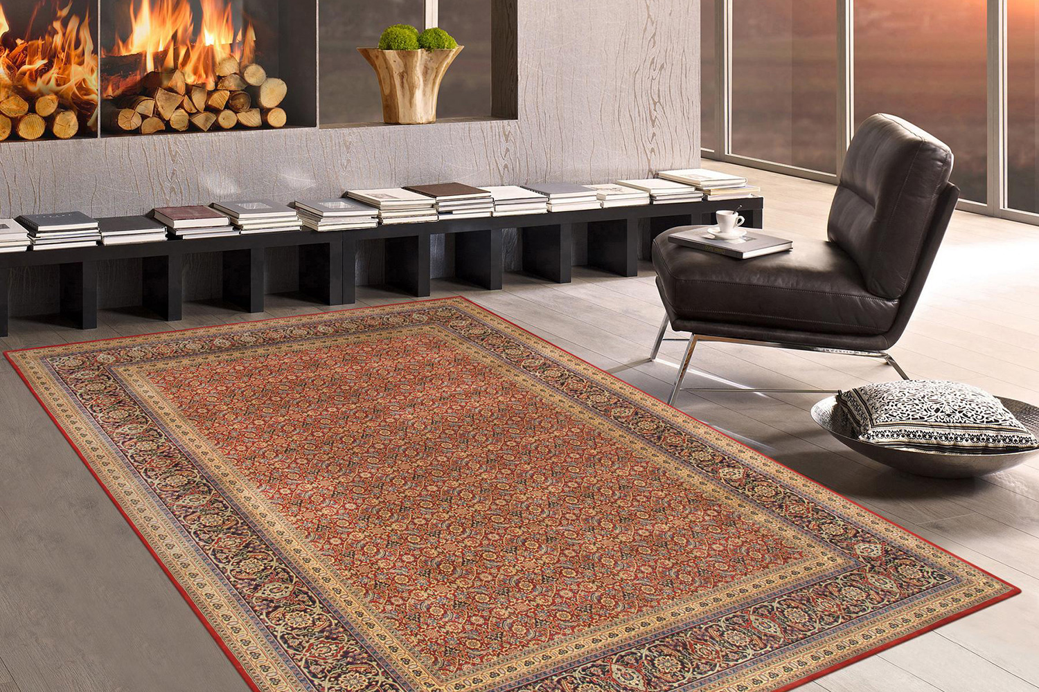 Pasargad™ Tabriz Collection Hand-Knotted Lamb's Wool Runner (HERATI 3X6) - 34'' x 73''