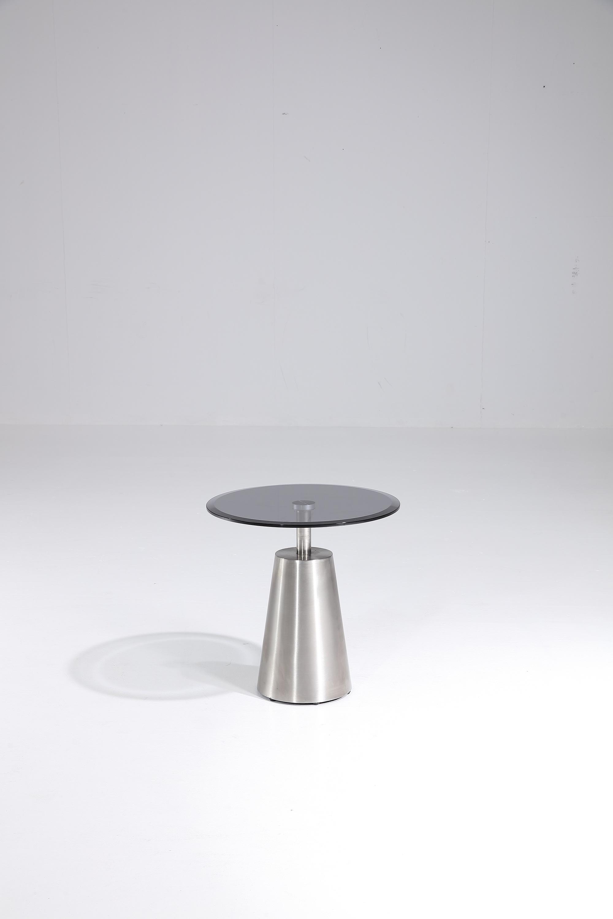 Pasargad - Luxe Round End Table in Black/Chrome, Glass/Steel