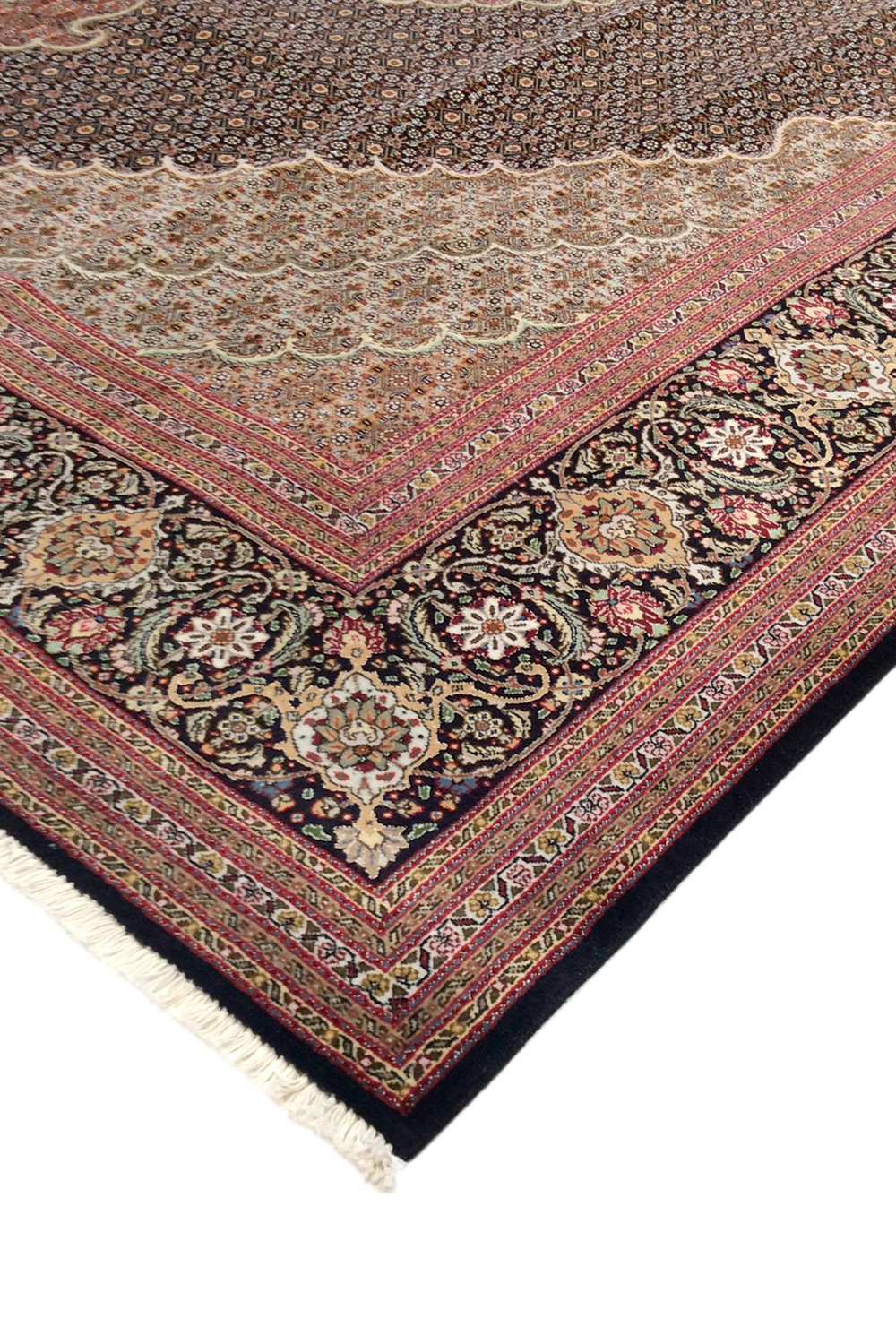 Pasargad Tabriz Collection Hand-Knotted Silk and Wool Area Rug (MAHI 8X10) - 99'' x 118''