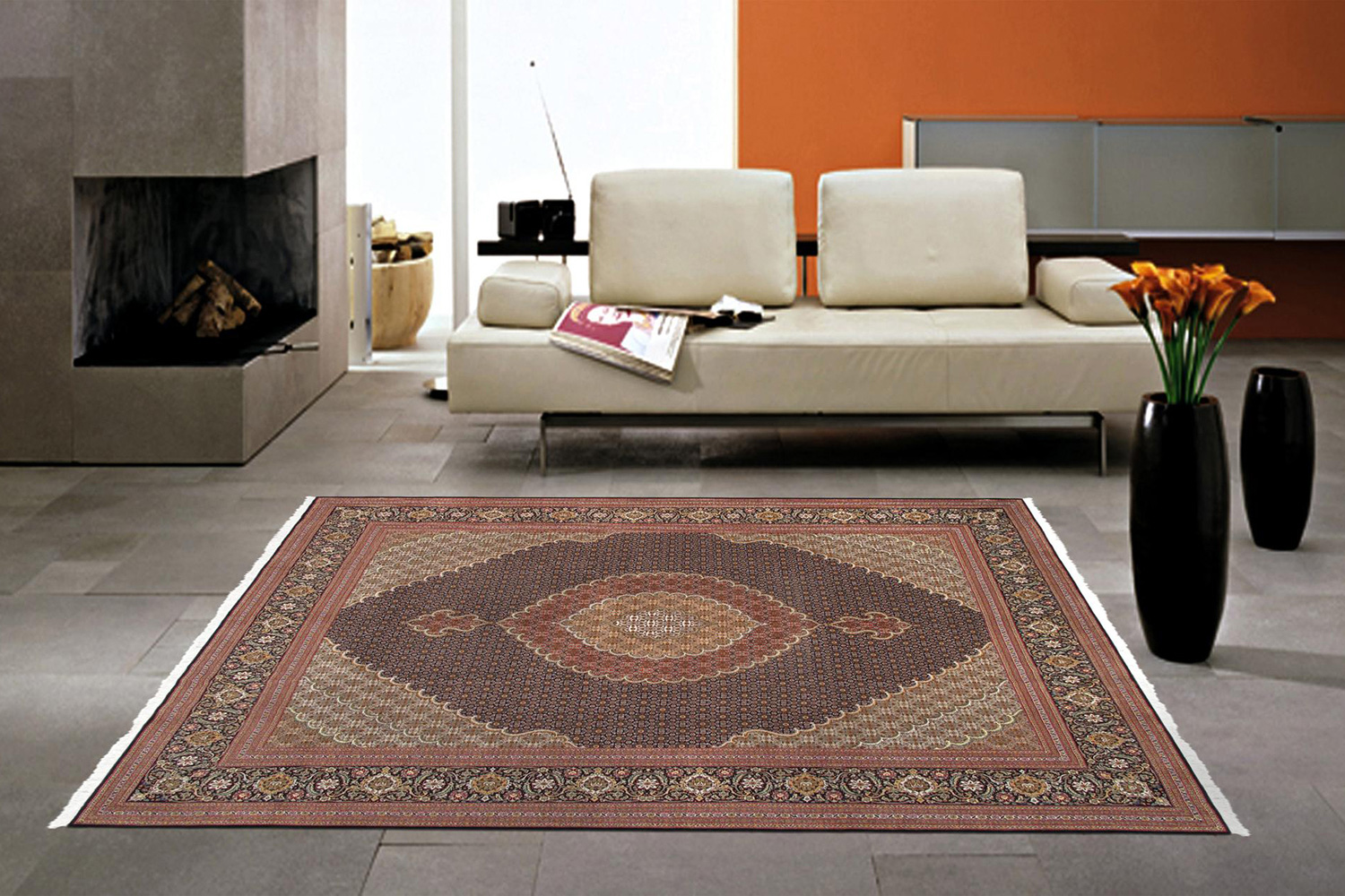 Pasargad Tabriz Collection Hand-Knotted Silk and Wool Area Rug (MAHI 8X10) - 99'' x 118''