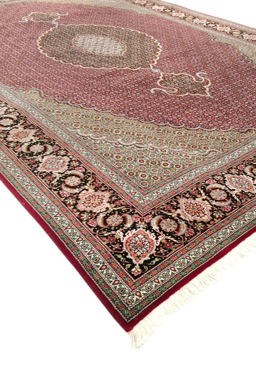 Pasargad™ Tabriz Collection Hand-Knotted Silk and Wool Area Rug (MAHI RED 7X10) - 79'' x 117''