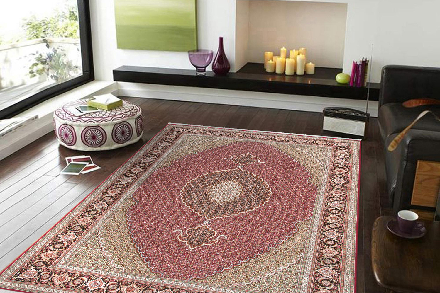 Pasargad™ Tabriz Collection Hand-Knotted Silk and Wool Area Rug (MAHI RED 7X10) - 79'' x 117''