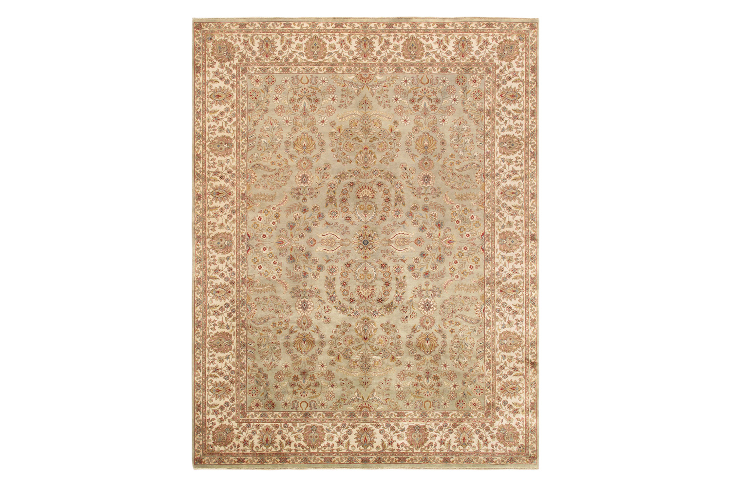 Pasargad - Tabriz Collection Hand-Knotted Lamb's Wool Area Rug P-501 S.GREEN