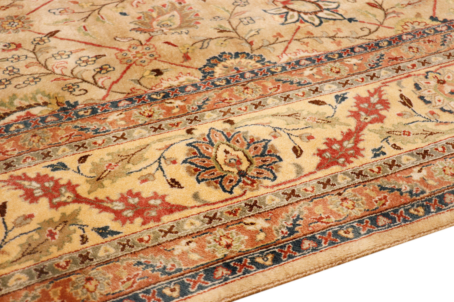 Pasargad Tabriz Collection Hand-Knotted Lamb's Wool Area Rug (P-701 CAMEL 8X10) - 95'' x 120''