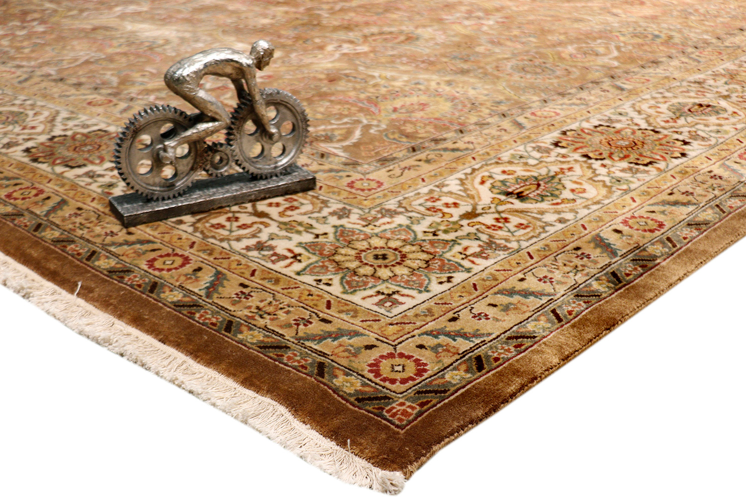 Pasargad Tabriz Collection Hand-Knotted Lamb's Wool Area Rug (P-701 M.BROWN 9X12) - 108'' x 143''