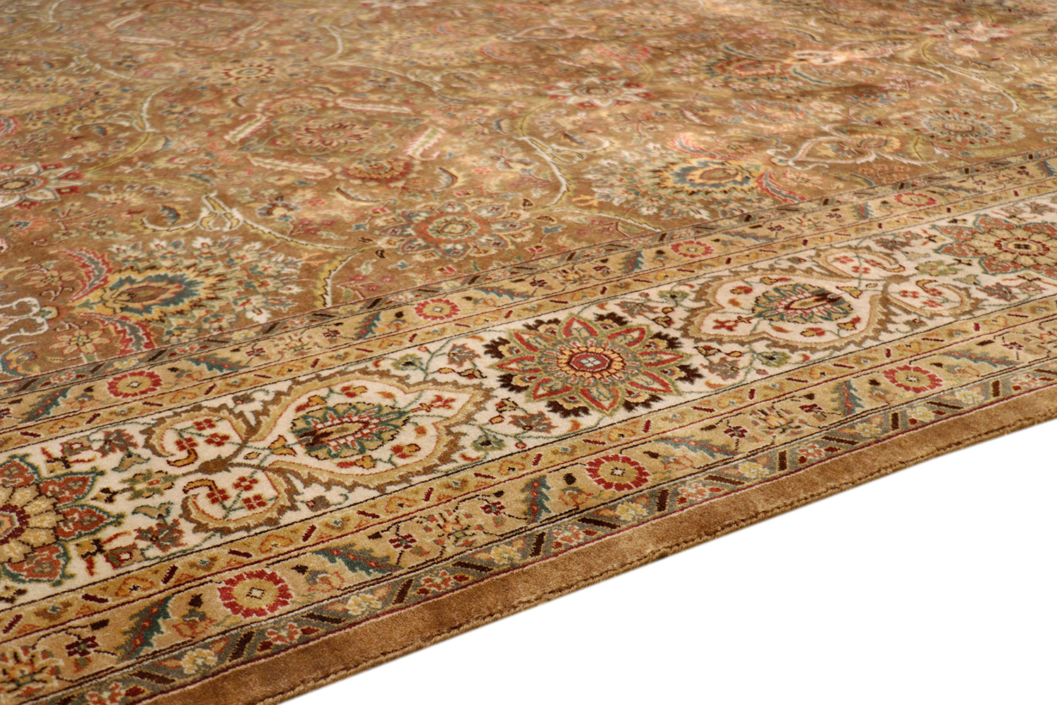 Pasargad Tabriz Collection Hand-Knotted Lamb's Wool Area Rug (P-701 M.BROWN 9X12) - 108'' x 143''