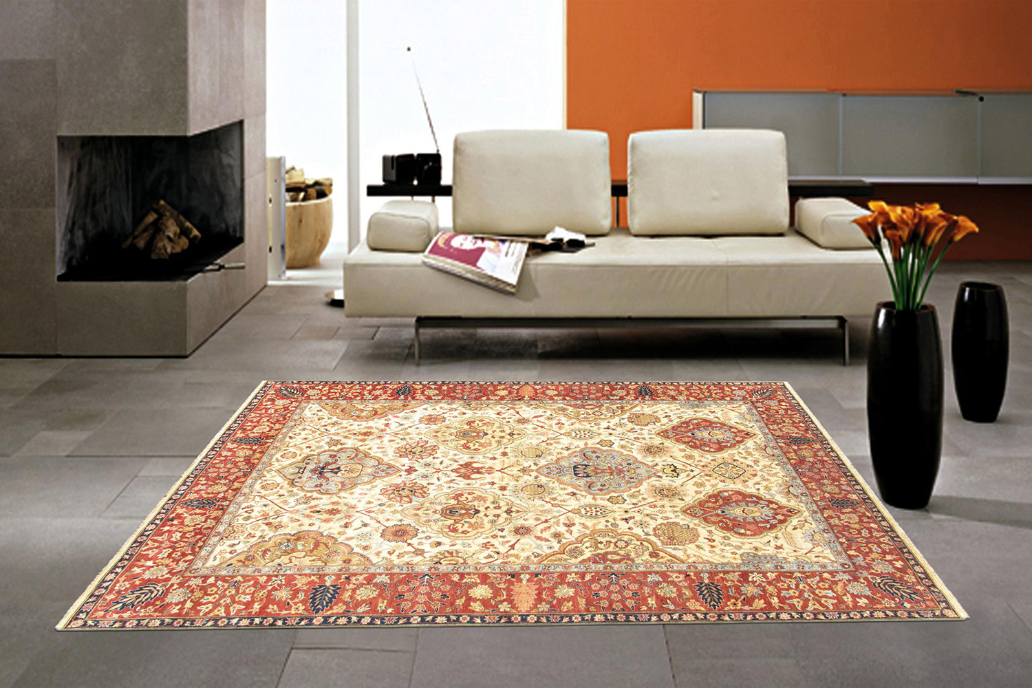 Pasargad Kerman Collection Hand-Knotted Lamb's Wool Area Rug (P-LAVAR IVO 9X12) - 108'' x 142''