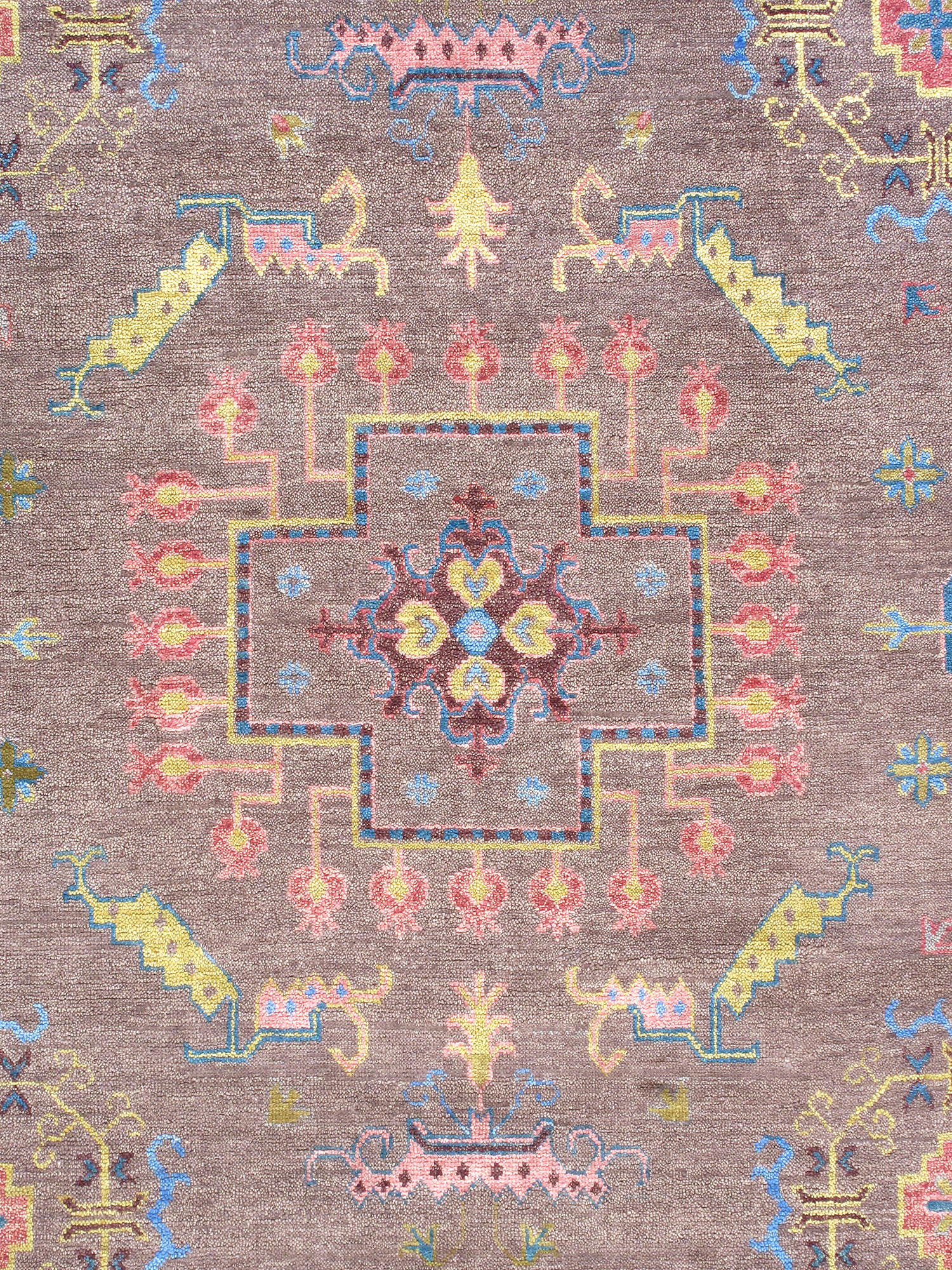 Pasargad - Khotan Collection Hand-Knotted Wool Area Rug in Gray/Rose, 121" x 168" (PA-28A 10x14)