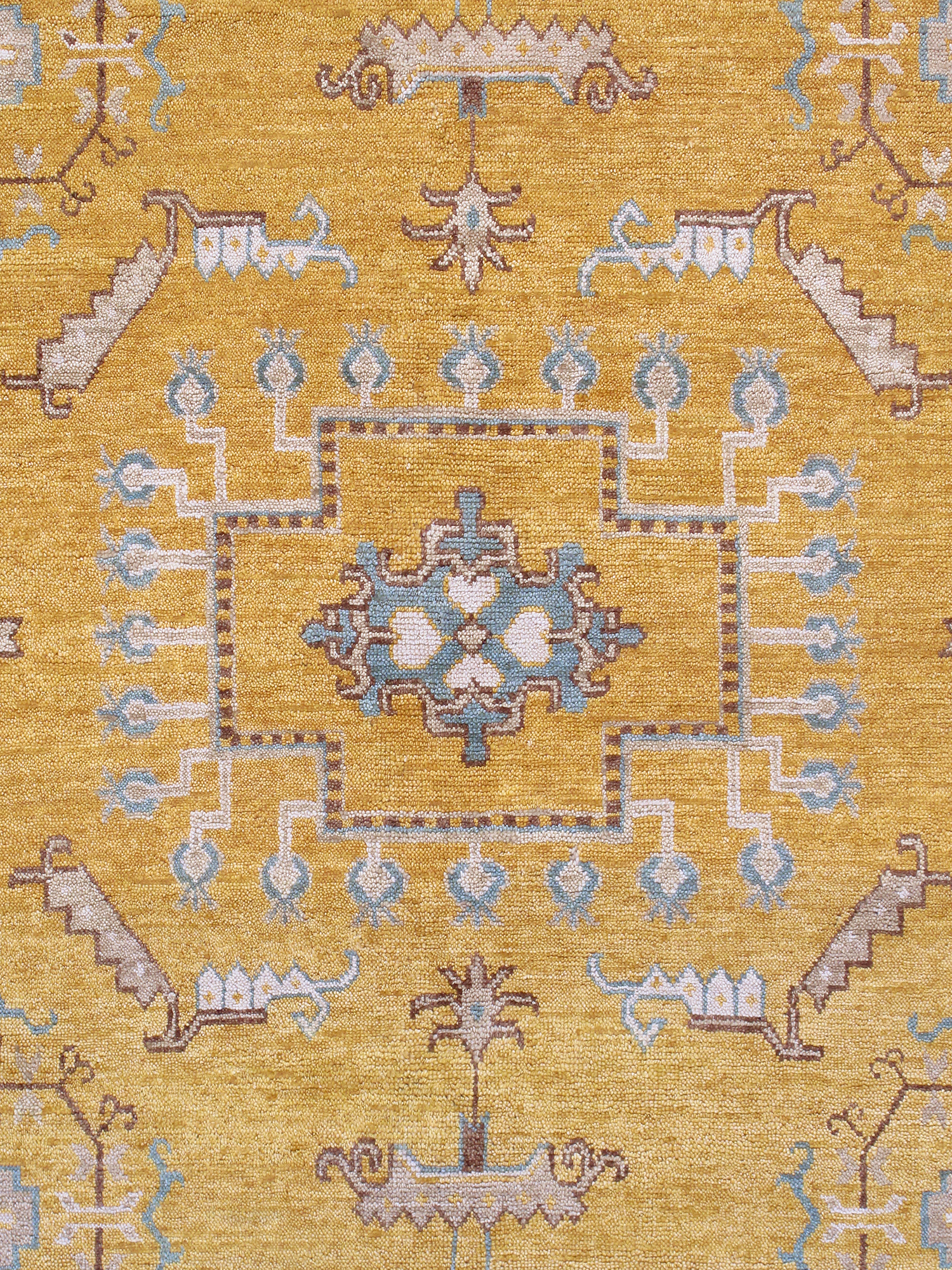 Pasargad - Khotan Collection Hand-Knotted Wool Area Rug in Gold, 107" x 146" (PA-28B 9x12)