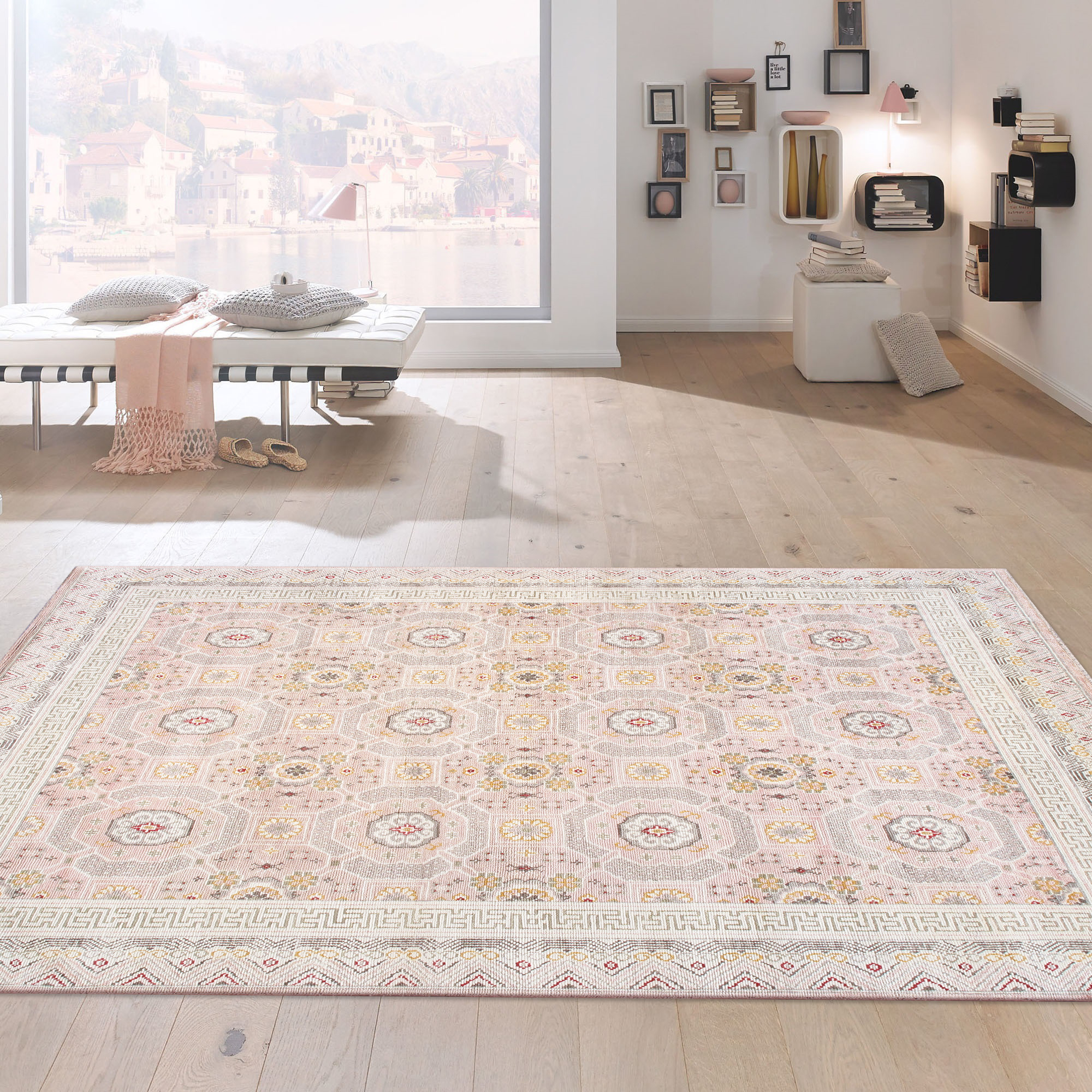 Pasargad - Khotan Collection Hand-Knotted Wool Area Rug in Salmon/Ivory, 110" x 142" (PA-29 9x12)