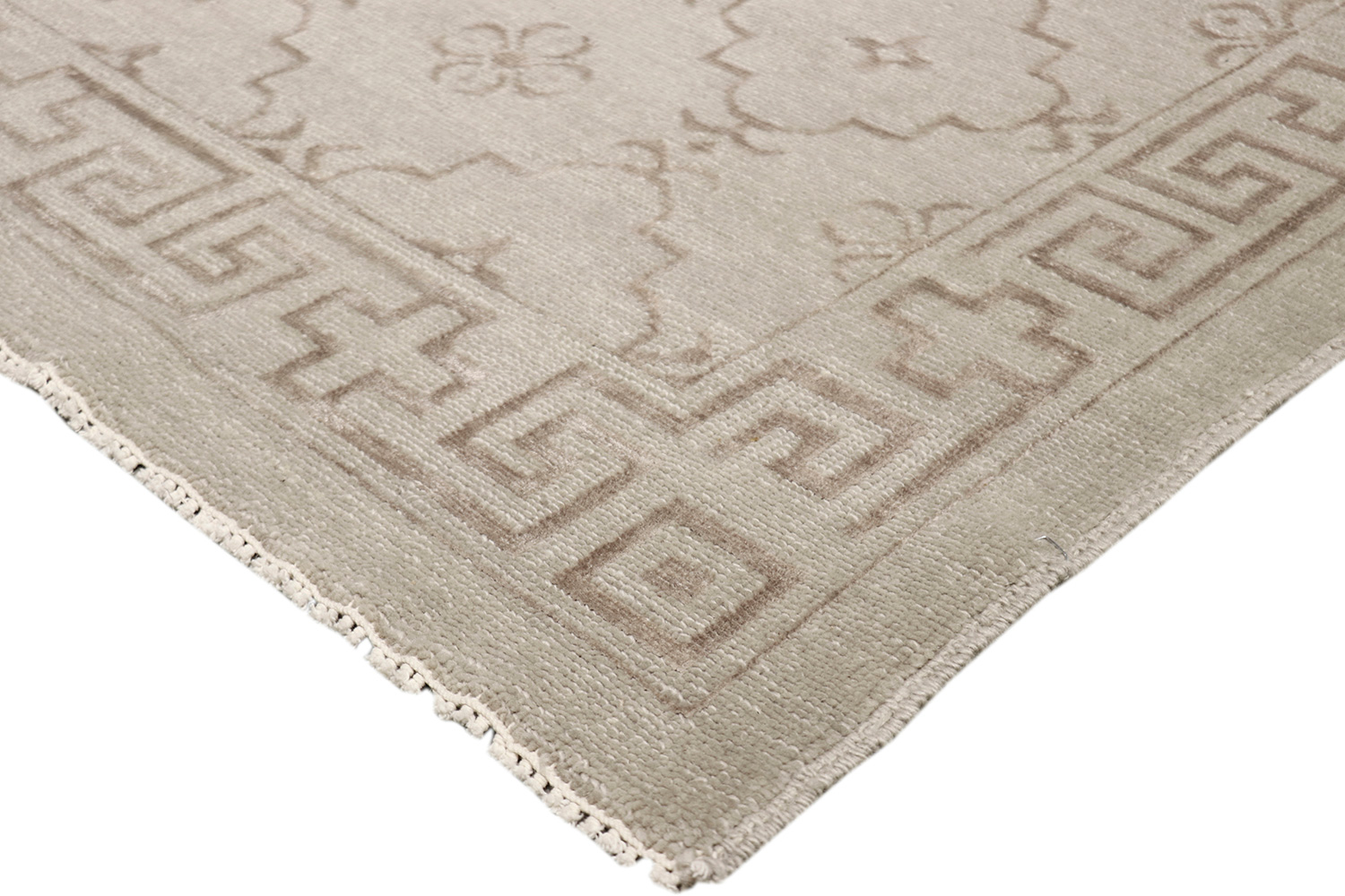 Pasargad Khotan Collection Hand-Knotted Silk and Wool Area Rug (PARP-34 Gray 9X12) - 109'' x 148''