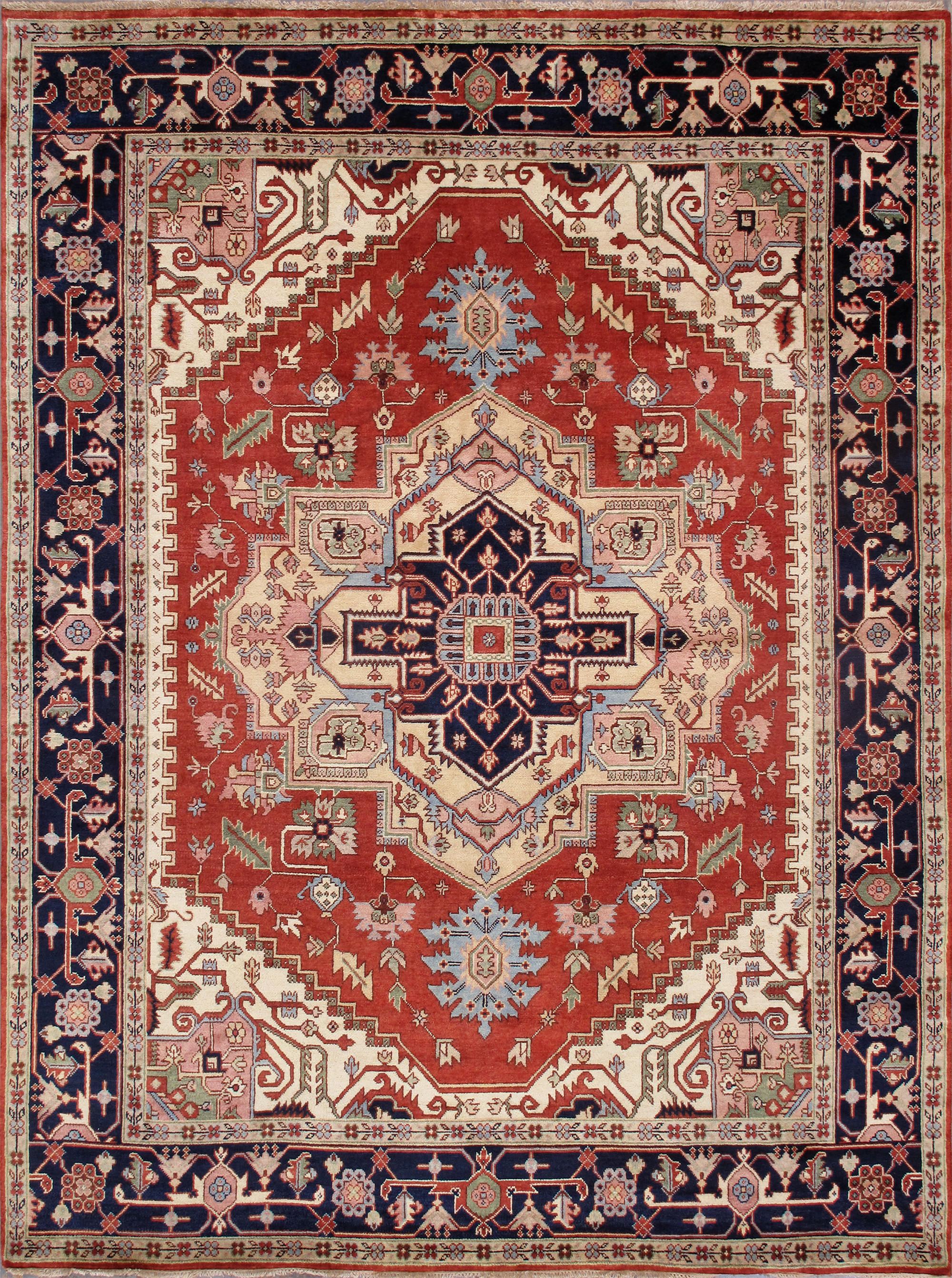 Pasargad - Serapi Collection Hand-Knotted Rust/Navy Wool Area Rug PB-10B