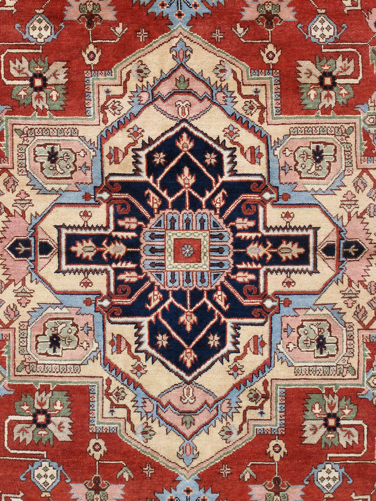 Pasargad Serapi Collection Hand-Knotted Wool Area Rug - Rust/Navy, 115" x 119" (PB-10B 10x10)