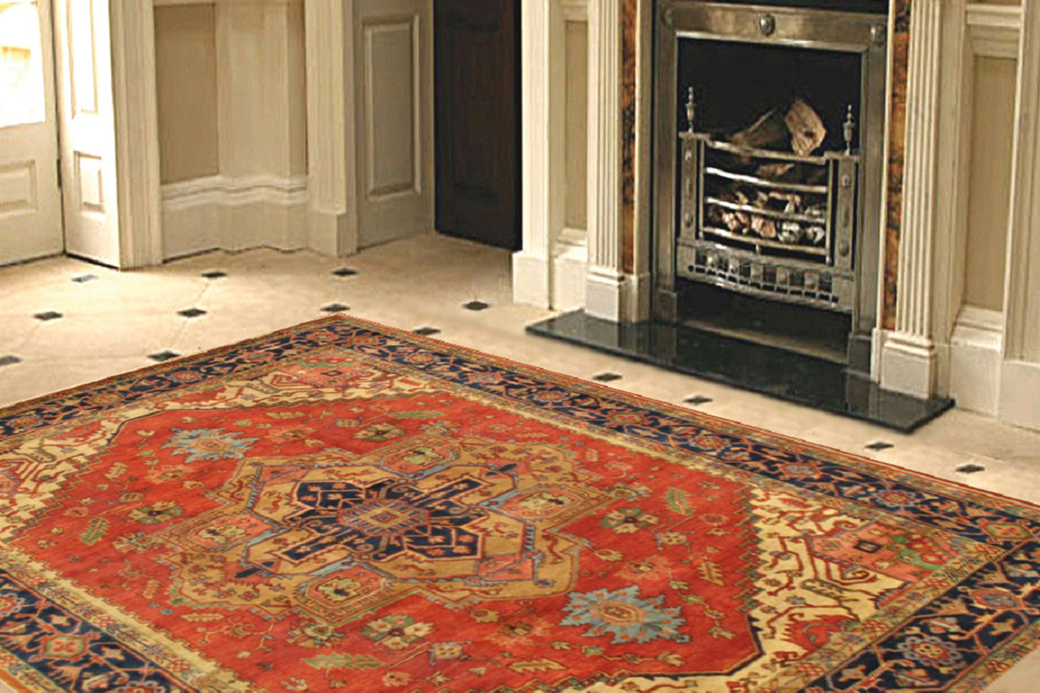 Pasargad Serapi Collection Hand-Knotted Rust/Navy Wool Area Rug (PB-10B 10X14) - 117'' x 170''