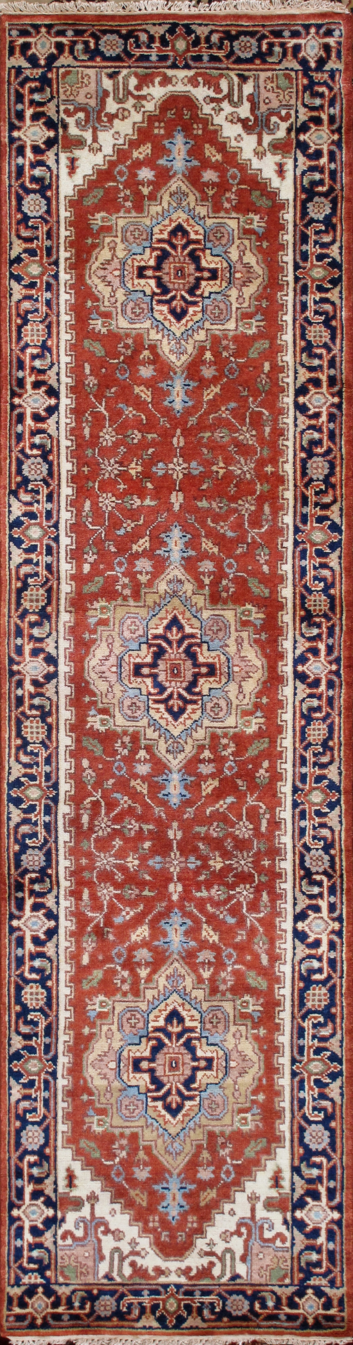 Pasargad - Serapi Collection Hand-Knotted Rust/Navy Wool Area Rug PB-10B