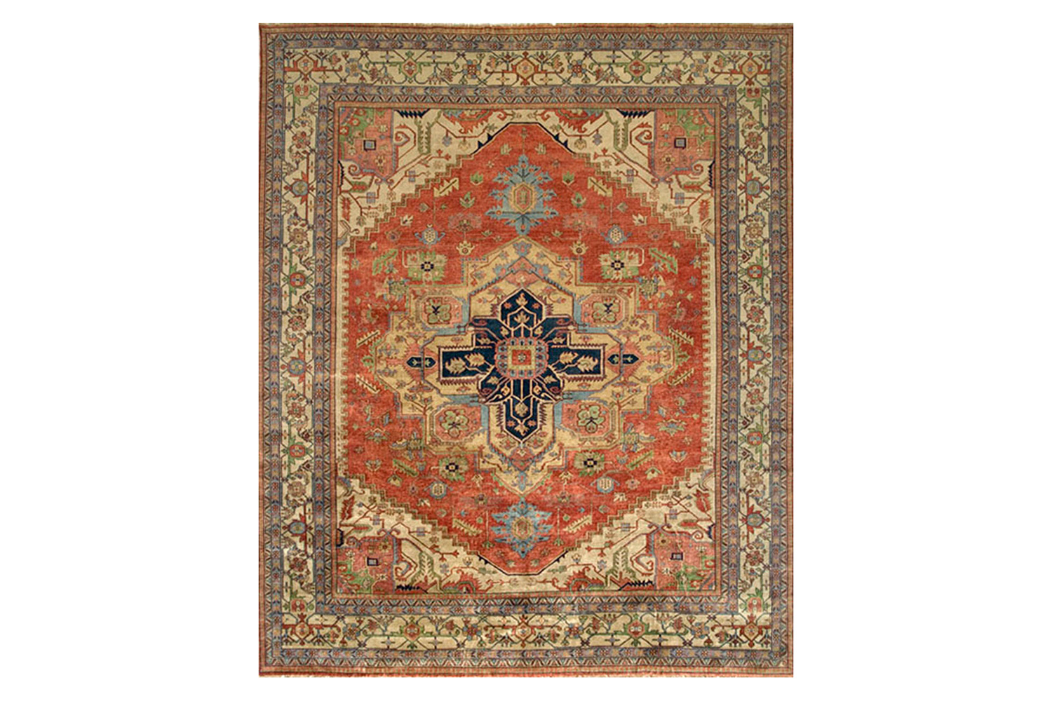 Pasargad - Serapi Collection Hand-Knotted Rust/Navy Wool Area Rug PB-10B