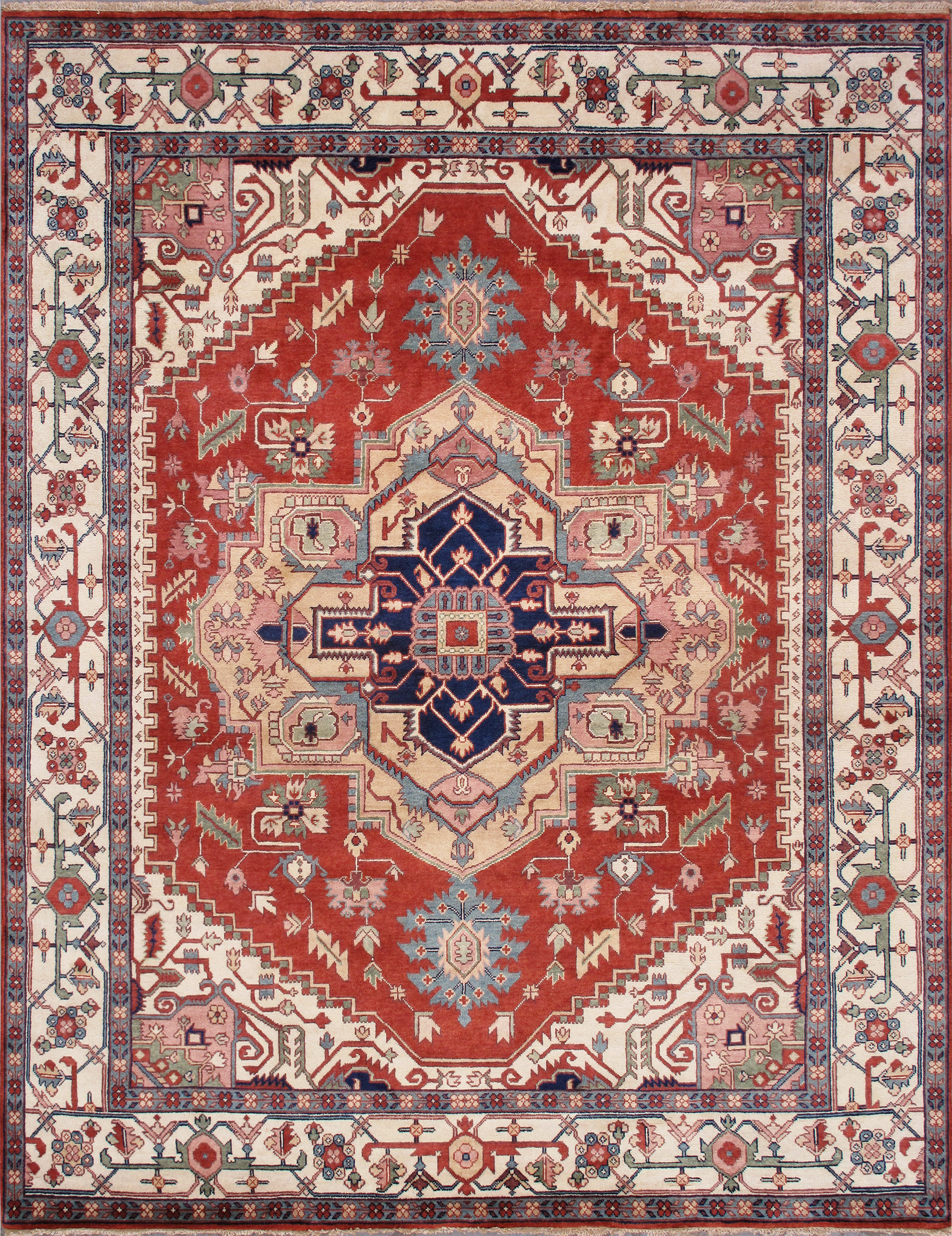 Pasargad - Serapi Collection Hand-Knotted Rust/Navy Wool Area Rug PB-10B