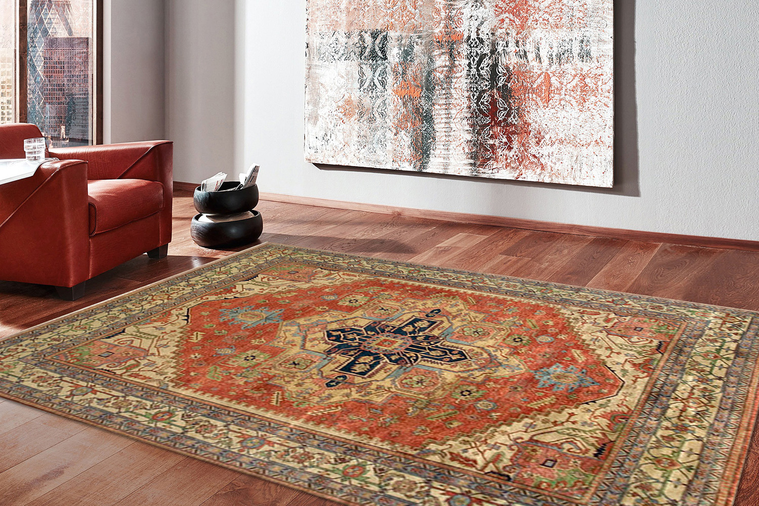 Pasargad Serapi Collection Hand-Knotted Wool Area Rug (PB-10B IVO 12X15) - 143'' x 180''