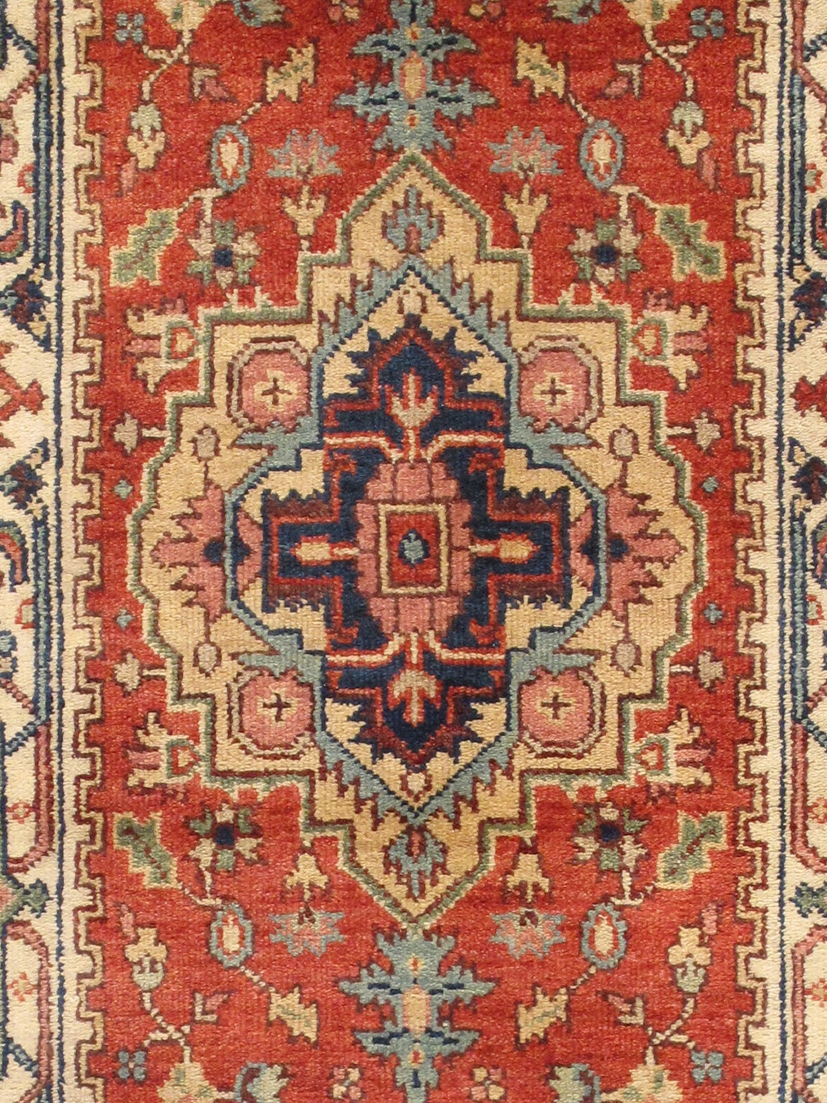 Pasargad Serapi Collection Hand-Knotted Wool Area Rug - Rust/Ivory, 32" x 122" (PB-10B IVO 3x10)