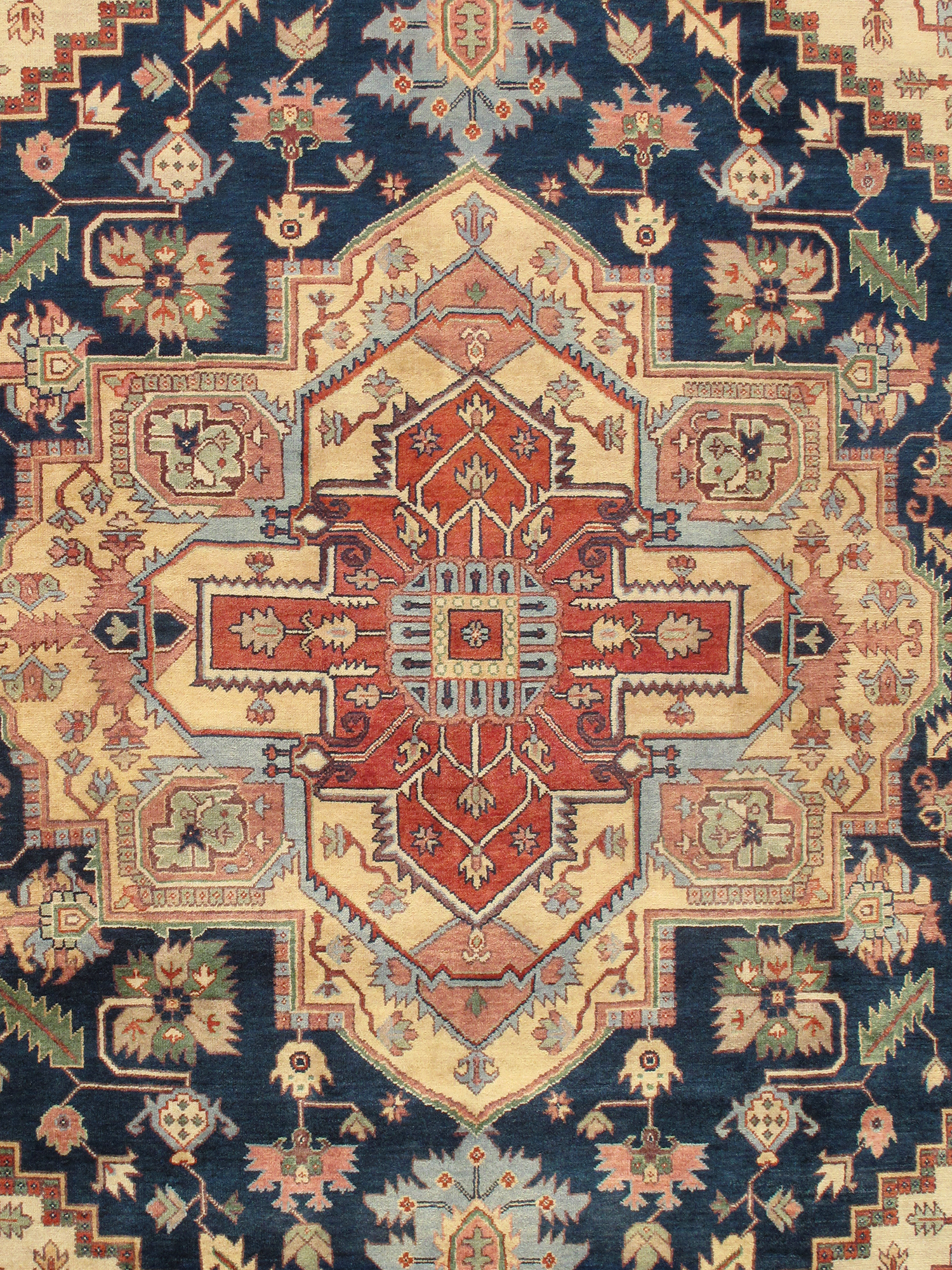 Pasargad - Serapi Collection Hand-Knotted Wool Area Rug in Navy/Rust, 142" x 178" (pb-10b nvy 12x15)