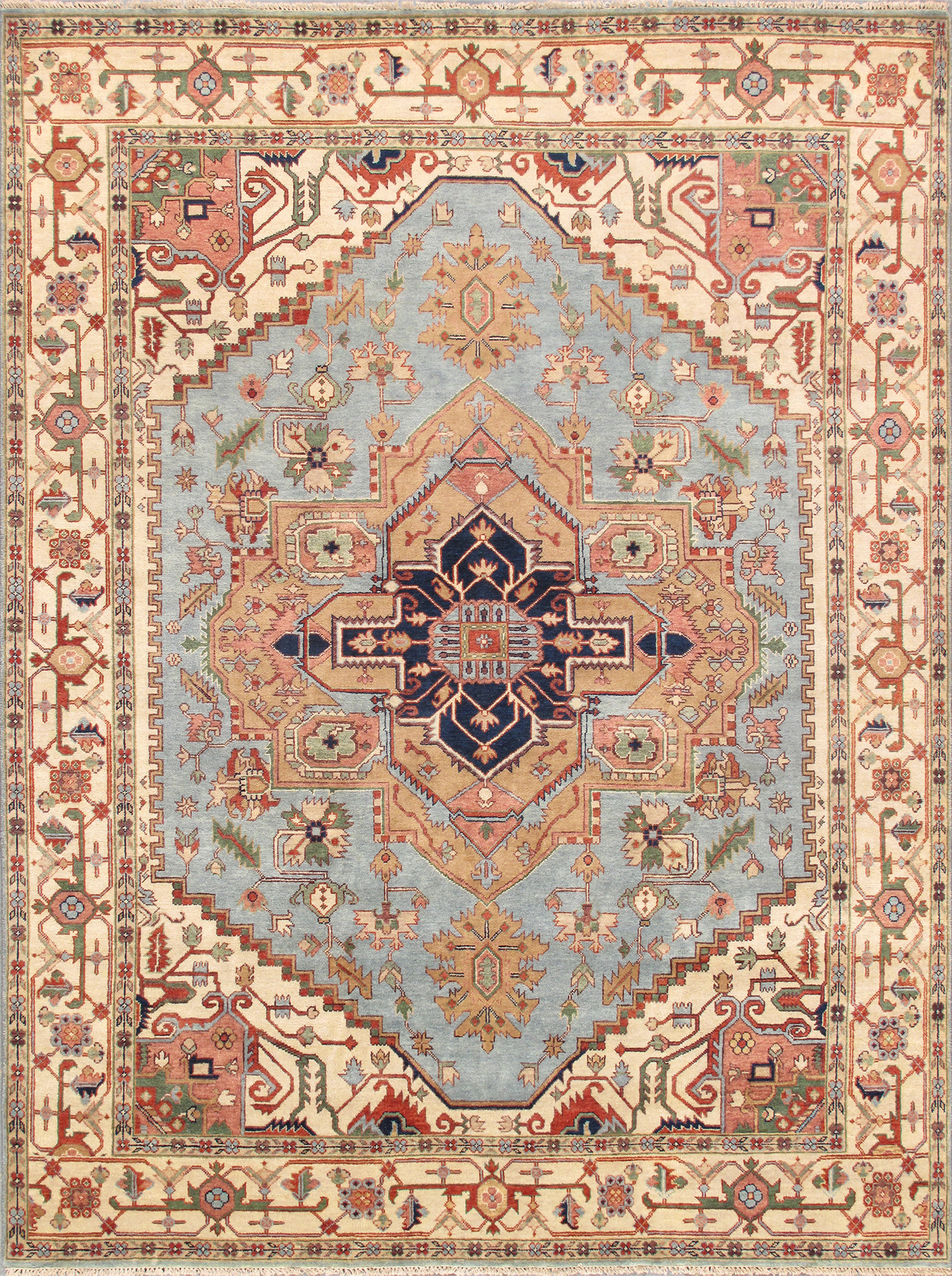 Pasargad - Serapi Collection Hand-Knotted Wool L.Blue Area Rug PB-10BLB