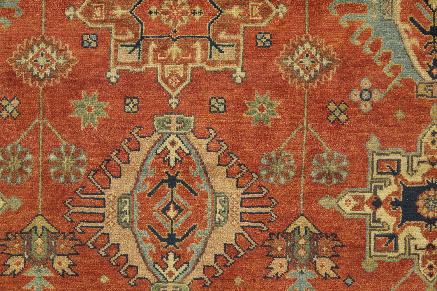 Pasargad - Mahal Collection Hand-Knotted Rust/Navy Wool Area Rug 108'' x 144'' (PB-22 9X12)