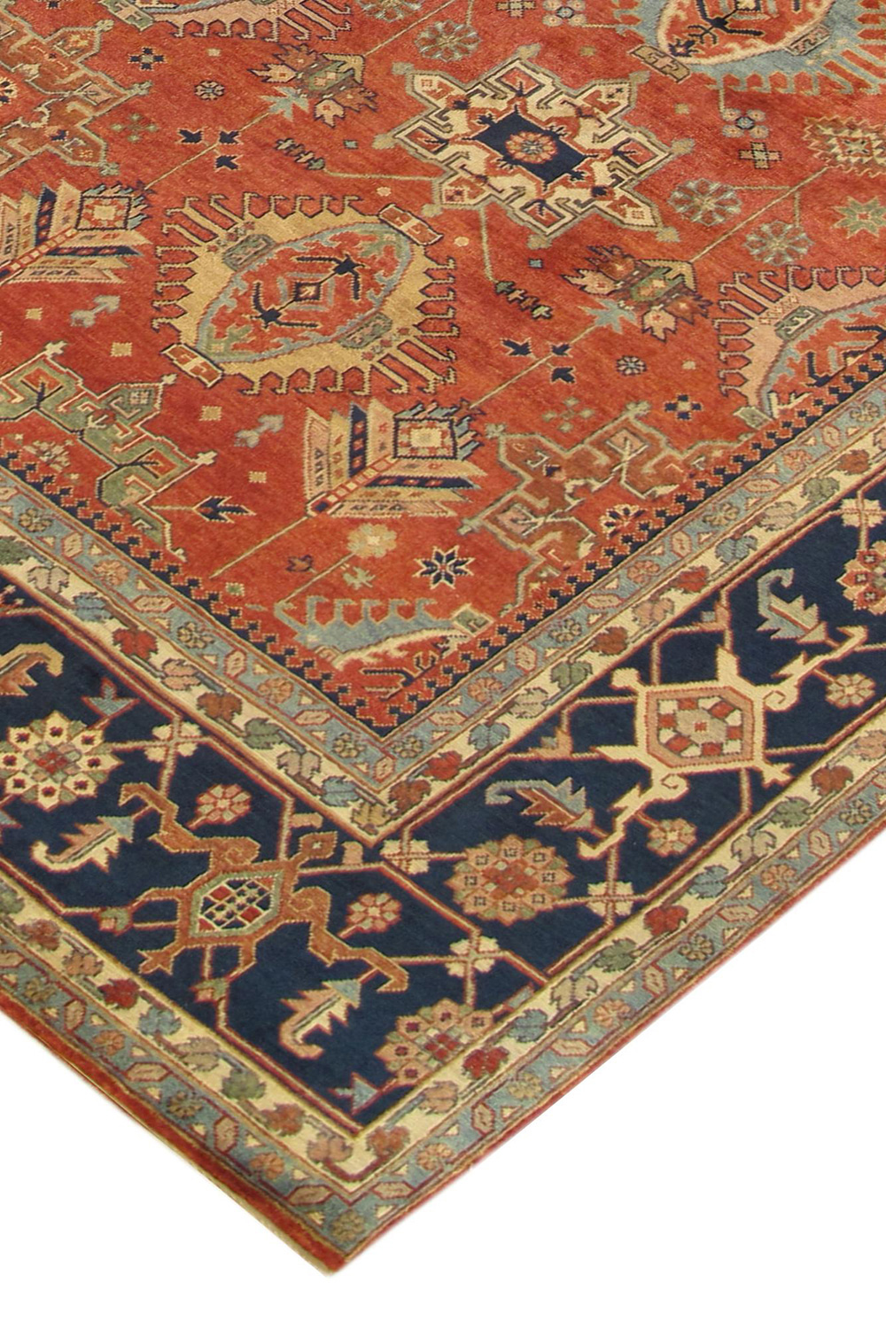 Pasargad - Mahal Collection Hand-Knotted Rust/Navy Wool Area Rug 108'' x 144'' (PB-22 9X12)