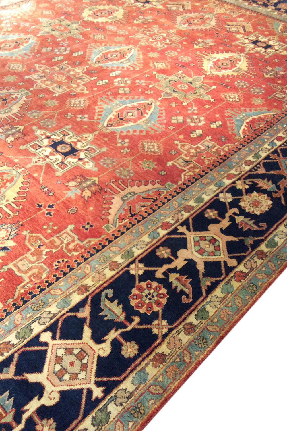 Pasargad - Mahal Collection Hand-Knotted Rust/Navy Wool Area Rug 108'' x 144'' (PB-22 9X12)